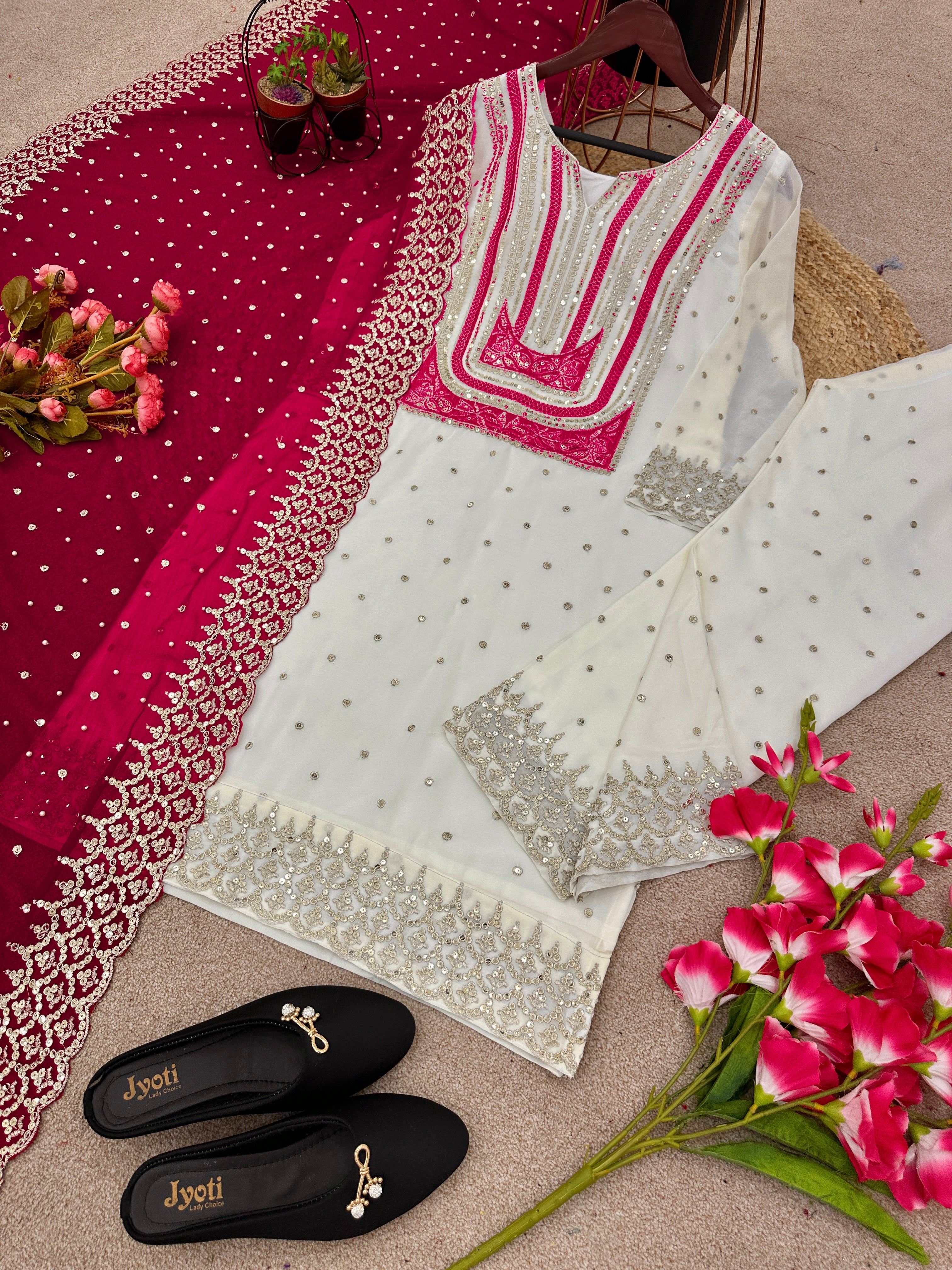 Fancy Top-Bottom And Dupatta With Heavy Embroidery Sequence Work