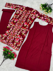 Designer Suit Set With Kashmiri Embroidery Work