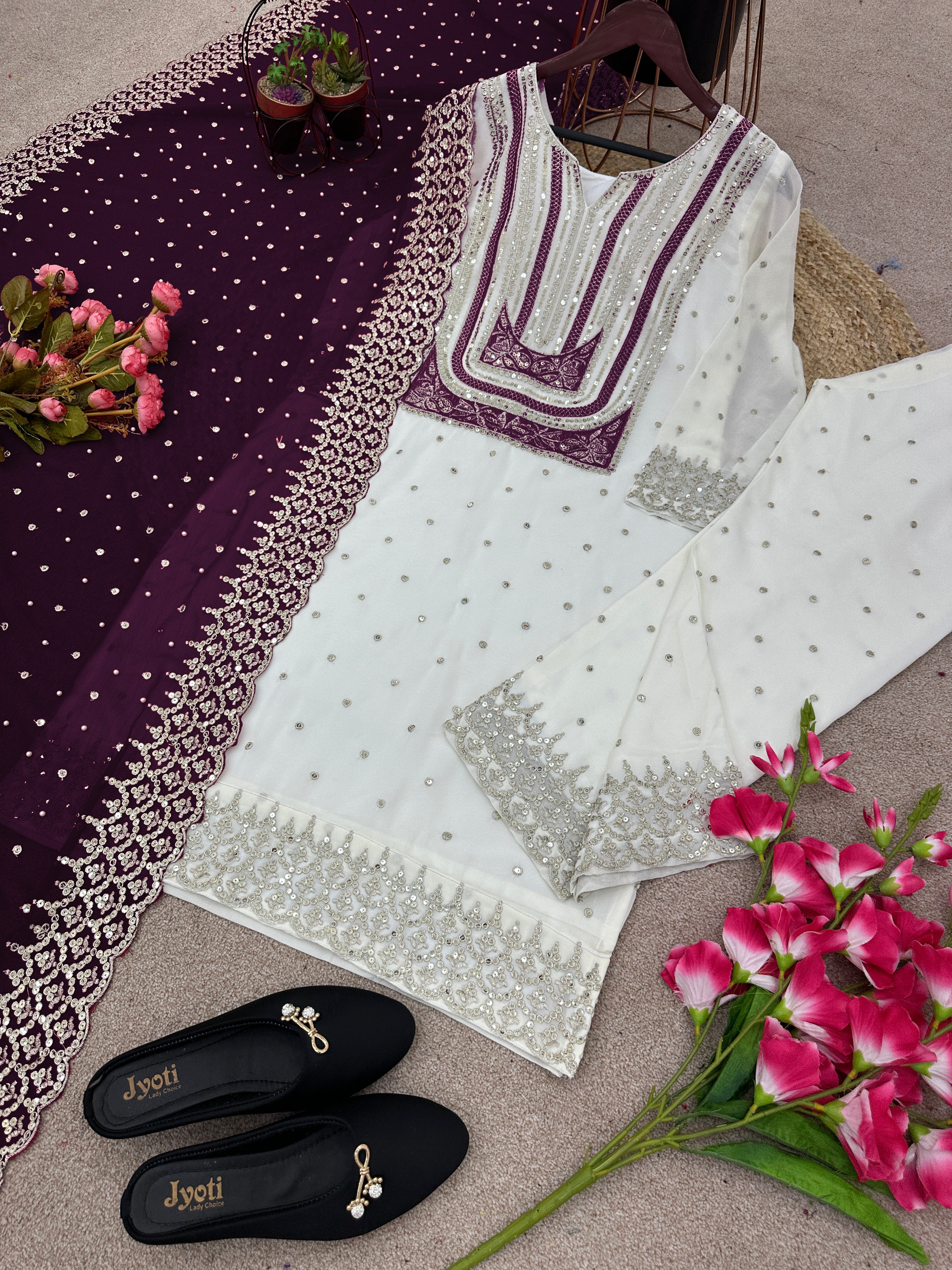 Fancy Top-Bottom And Dupatta With Heavy Embroidery Sequence Work