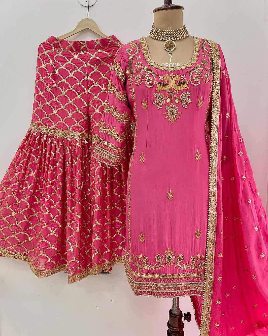 Beautiful Party Wear Look Top Sharara And Dupatta