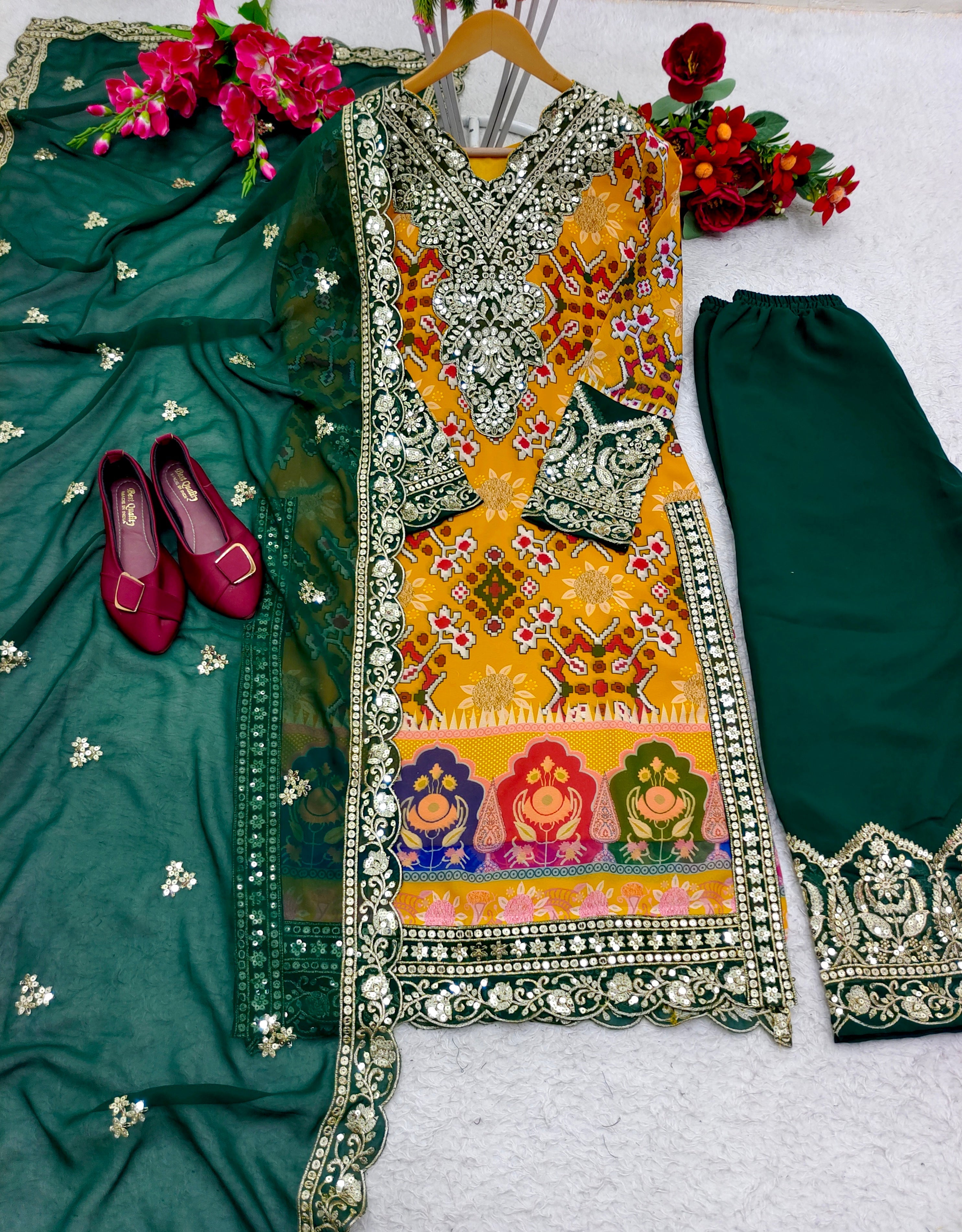 Designer Party Wear Look Top-Sarara With Beautiful Dupatta