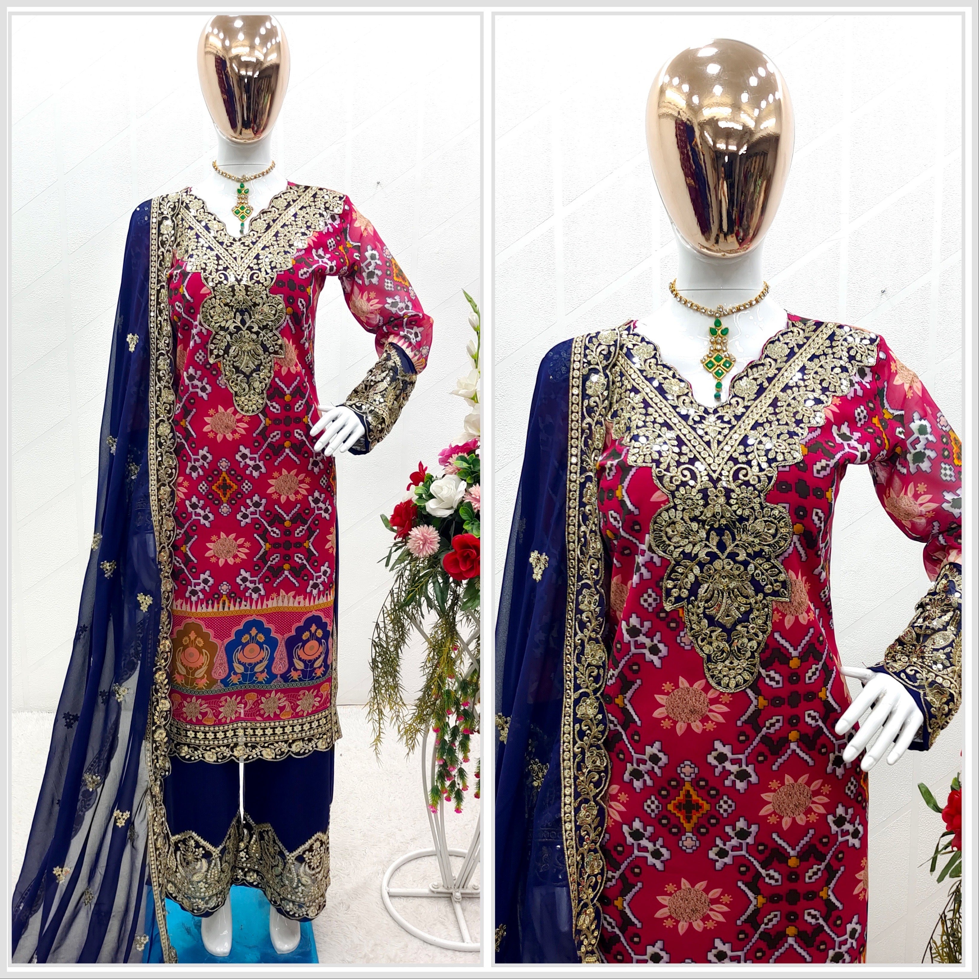 Designer Party Wear Look Top-Sarara With Beautiful Dupatta