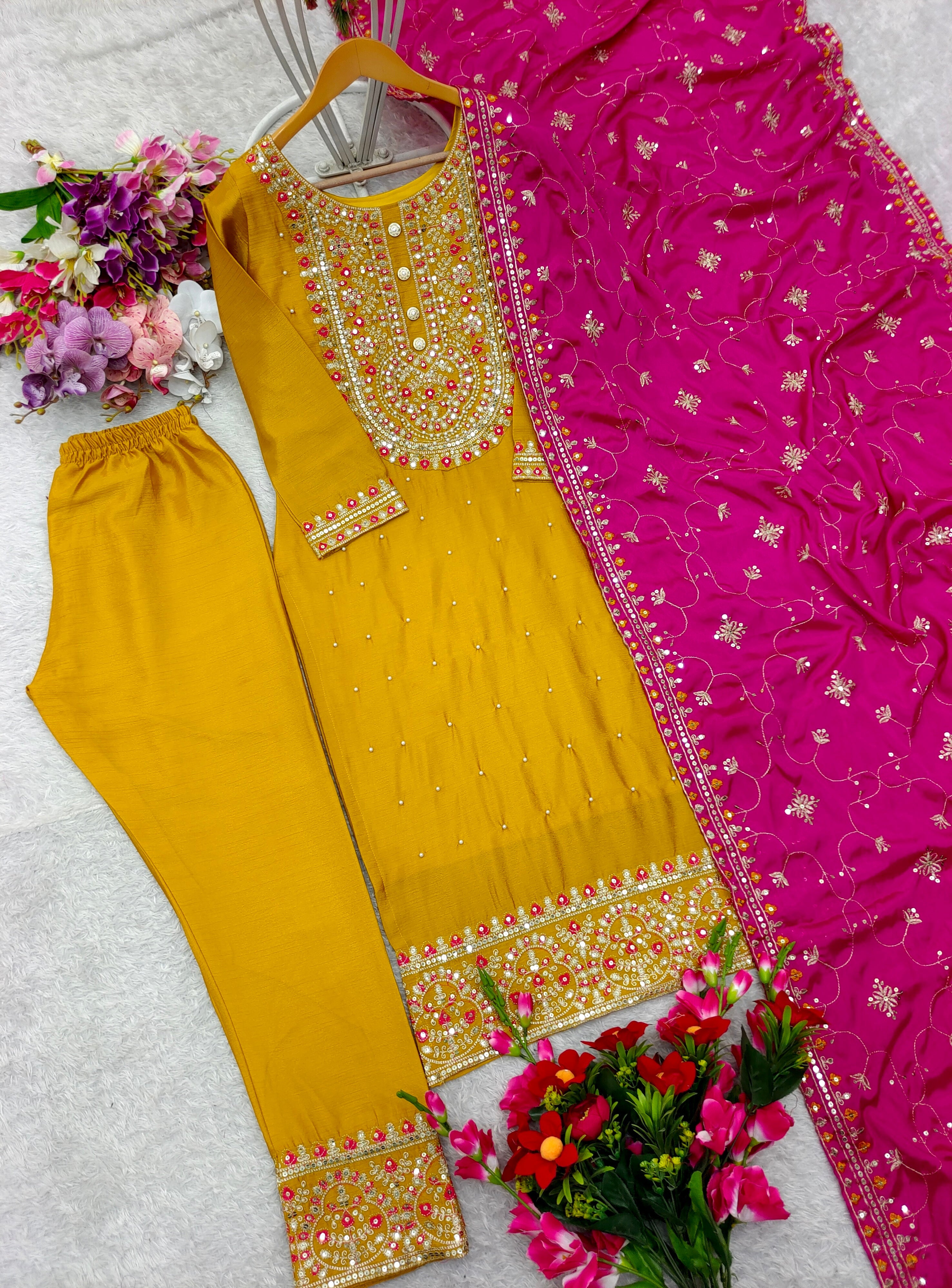 Designer Party Wear Top-Pent And Dupatta With Embroidery Sequence Work