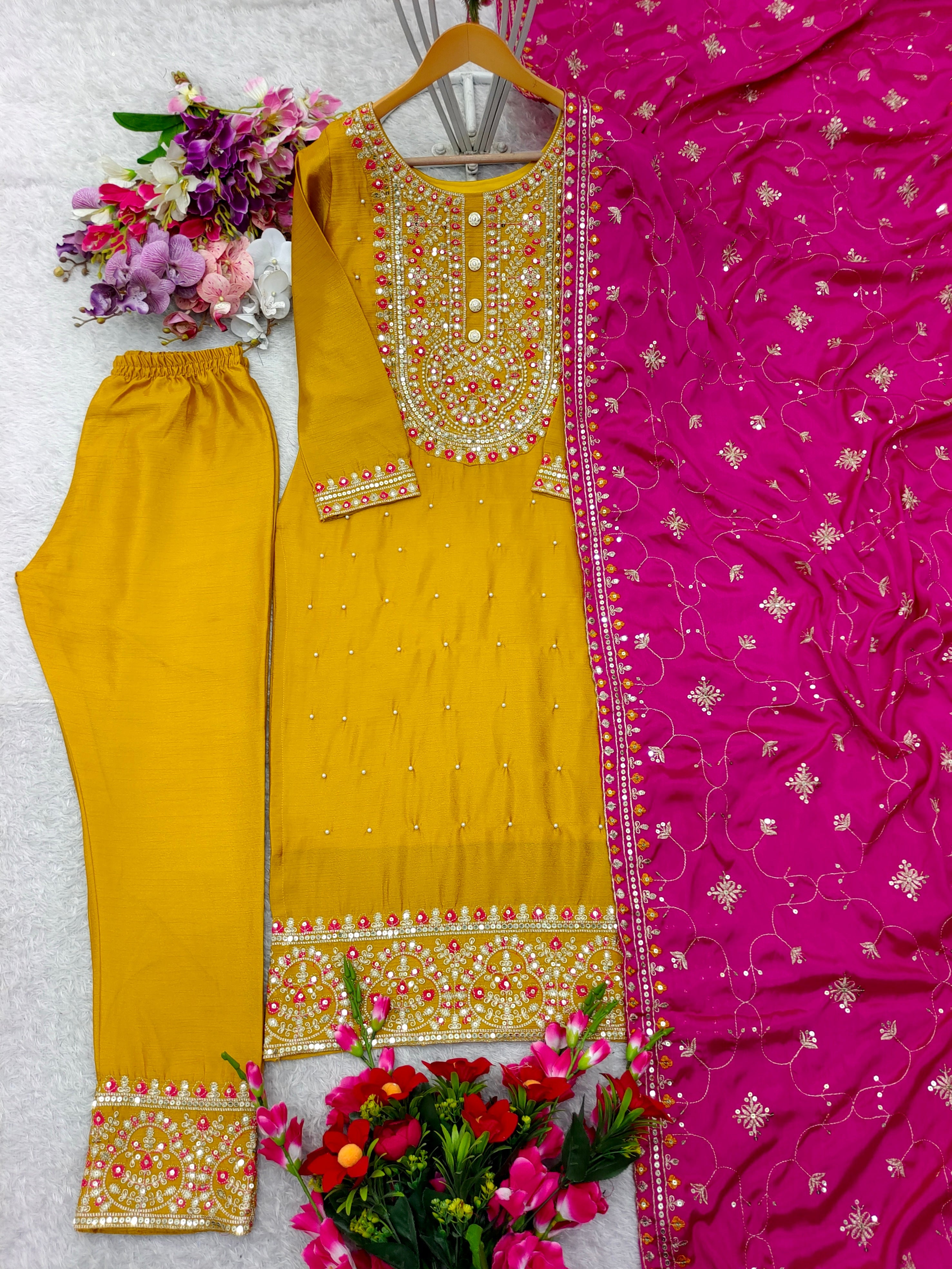 Designer Party Wear Top-Pent And Dupatta With Embroidery Sequence Work