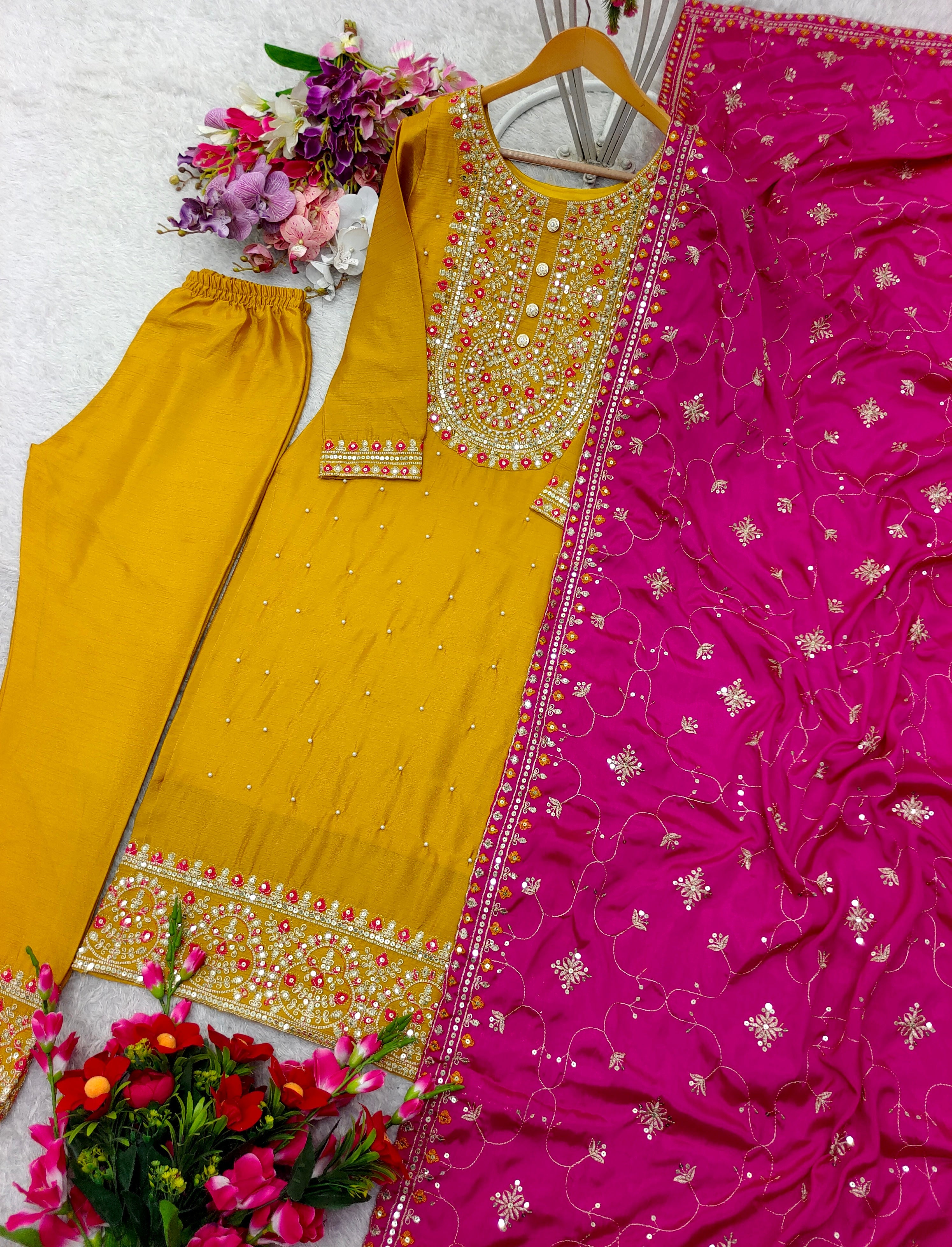 Designer Party Wear Top-Pent And Dupatta With Embroidery Sequence Work