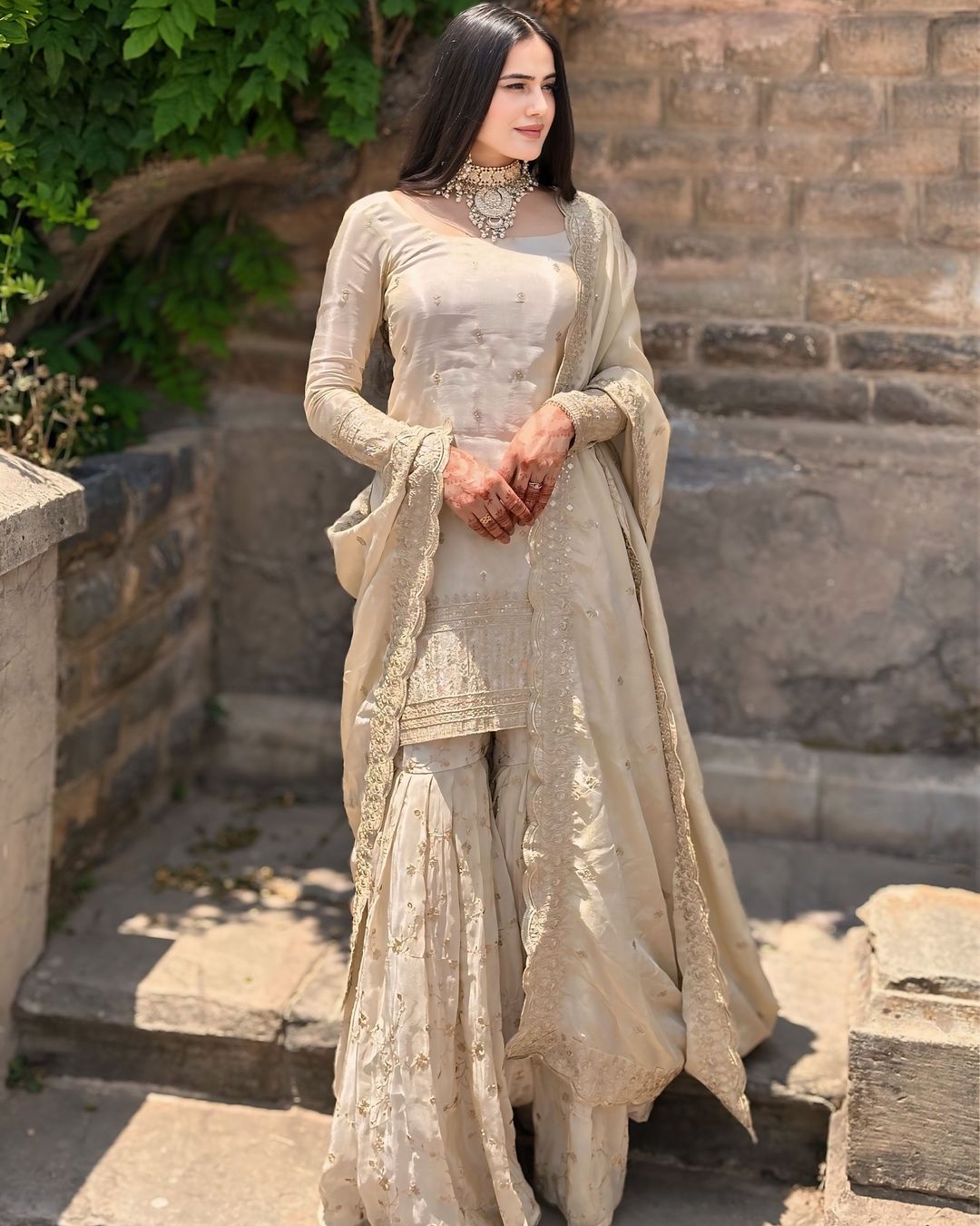 Designer Party Wear Top , Sharara And Dupatta In Fancy Style