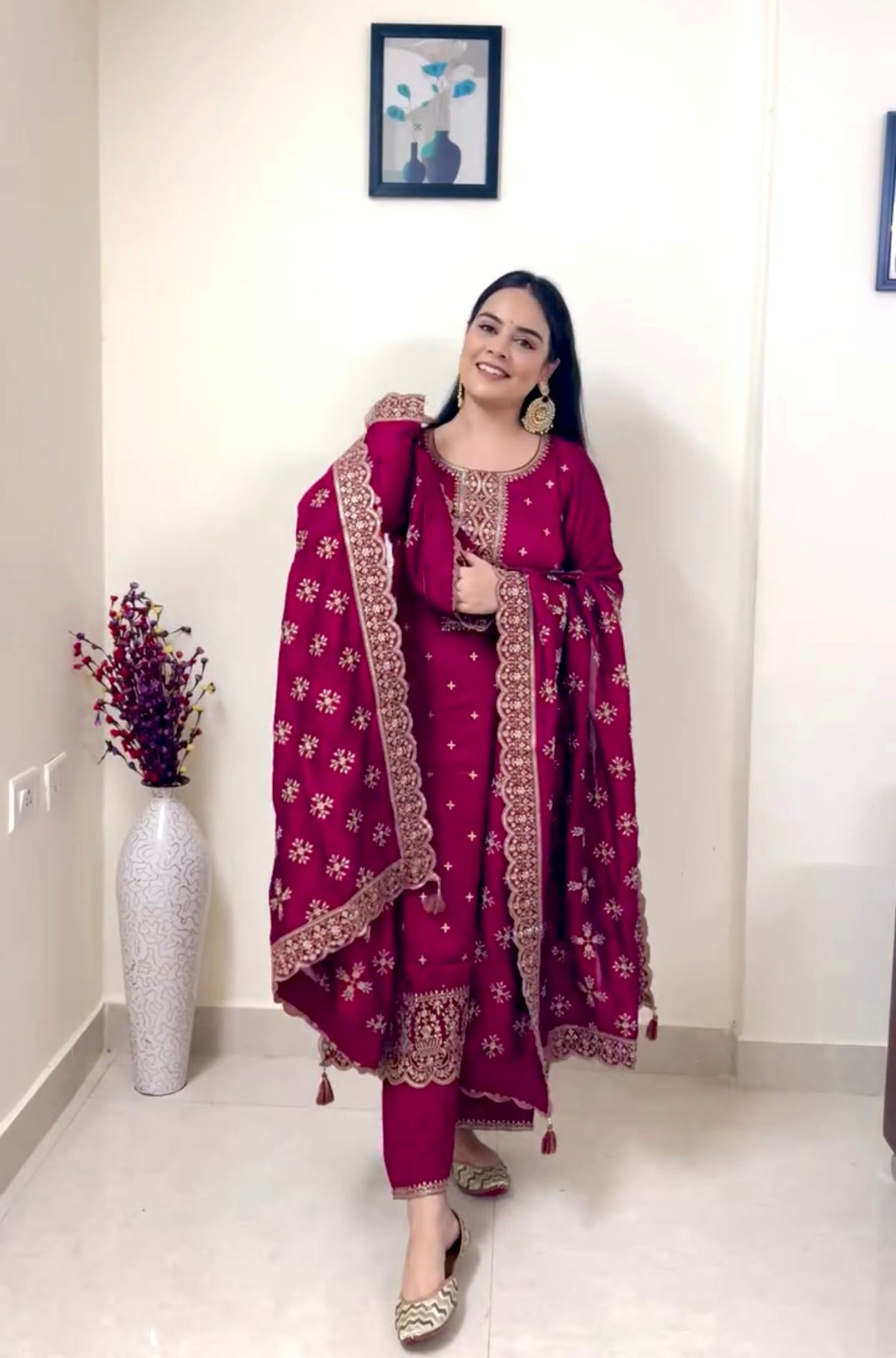 Beautiful Party Wear Top Pent And Dupatta