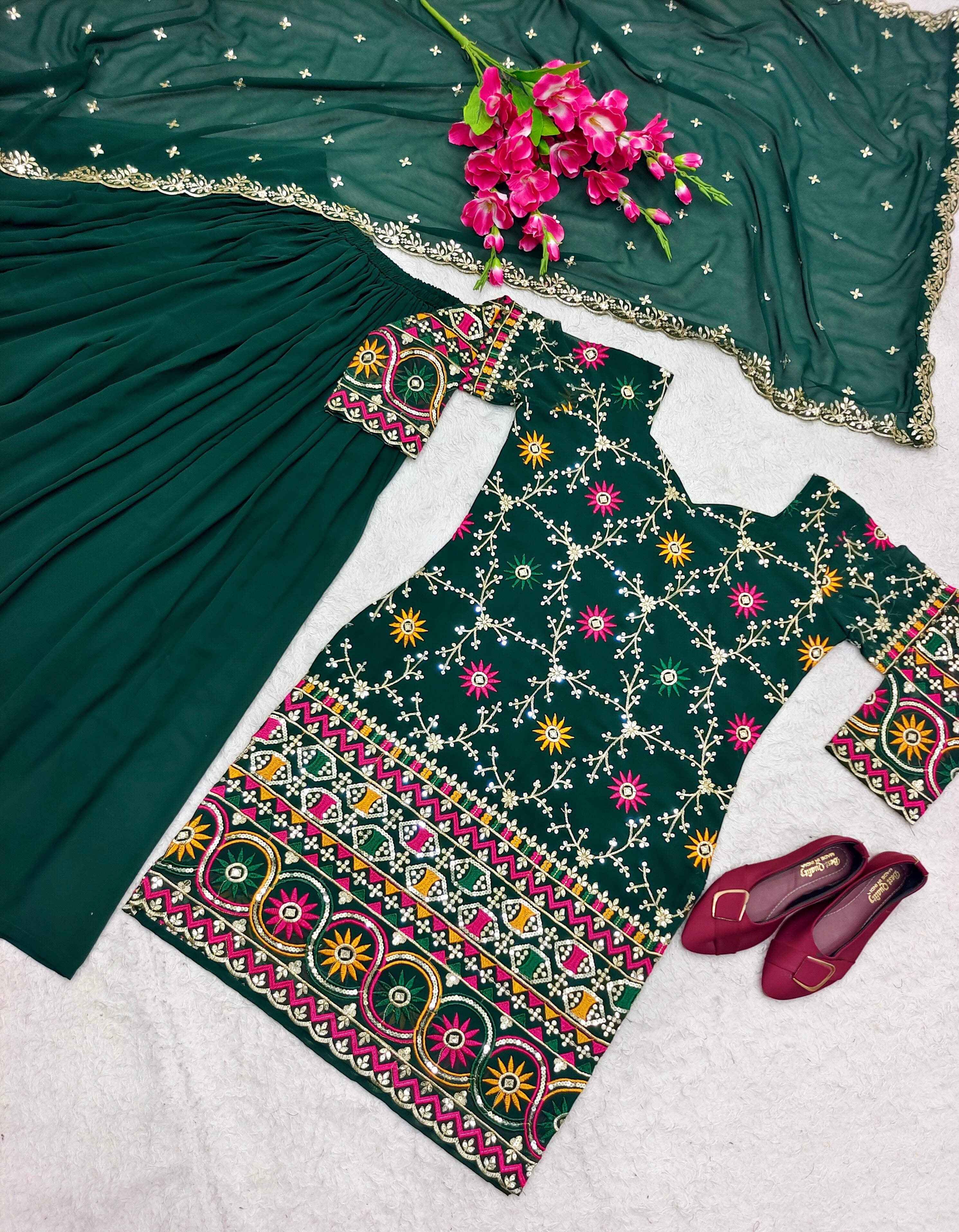 Designer Party Wear Look Top-Sarara With Beautiful Dupatta