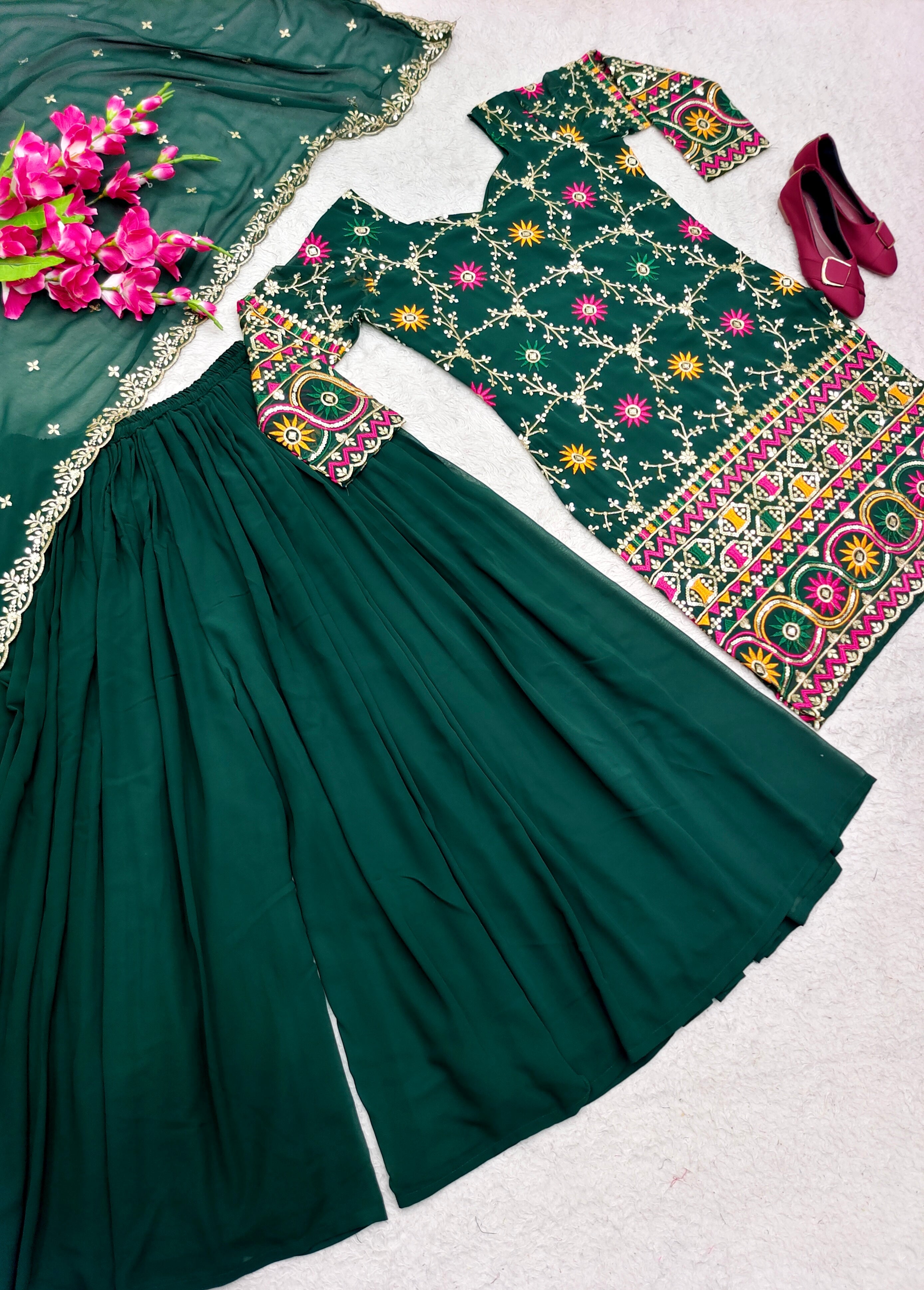 Designer Party Wear Look Top-Sarara With Beautiful Dupatta