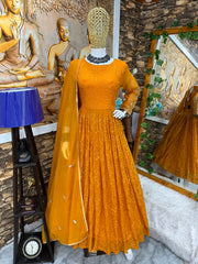 Designer Party Wear Look Anarkali Gown And Pent With Dupatta