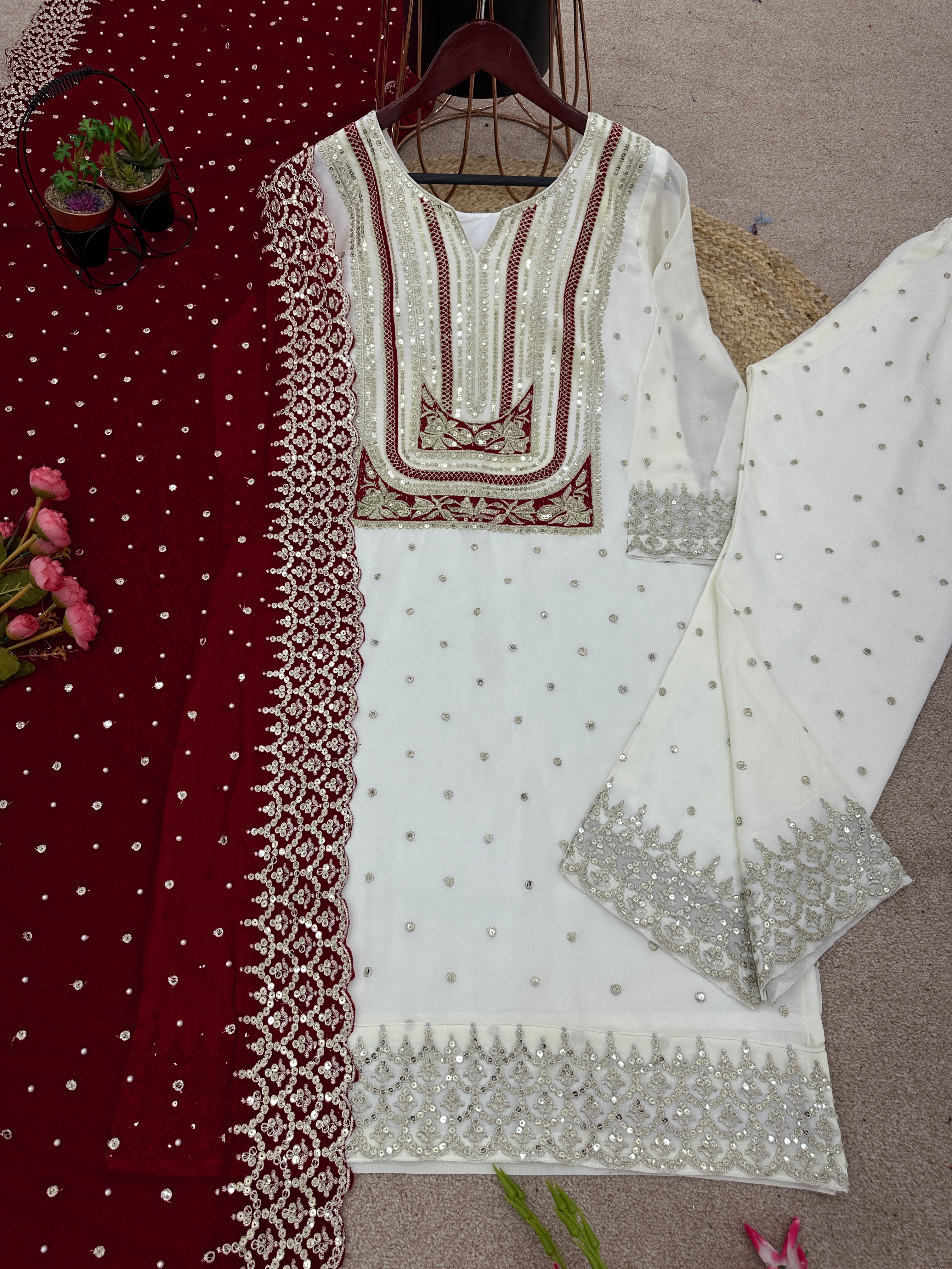Fancy Top-Bottom And Dupatta With Heavy Embroidery Sequence Work