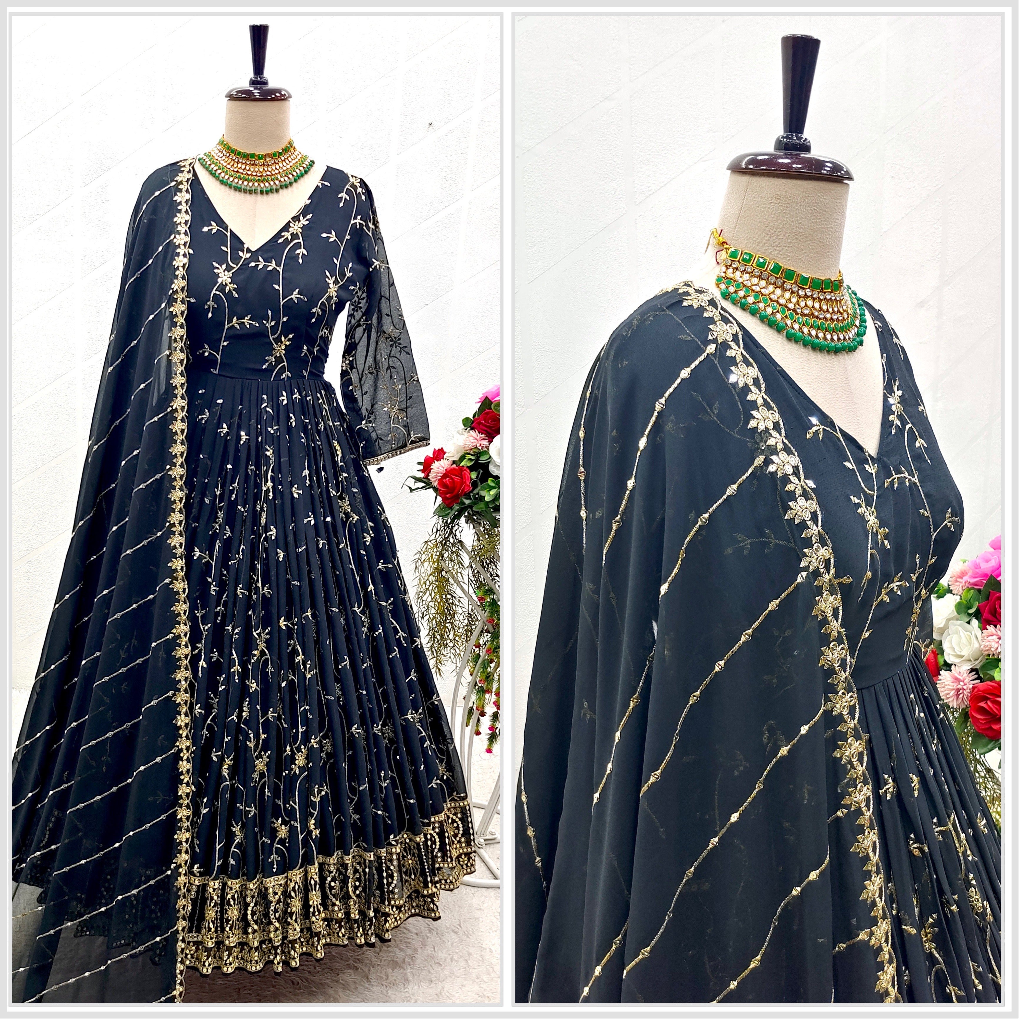 Designer Party Wear Gown With Pent And Dupatta