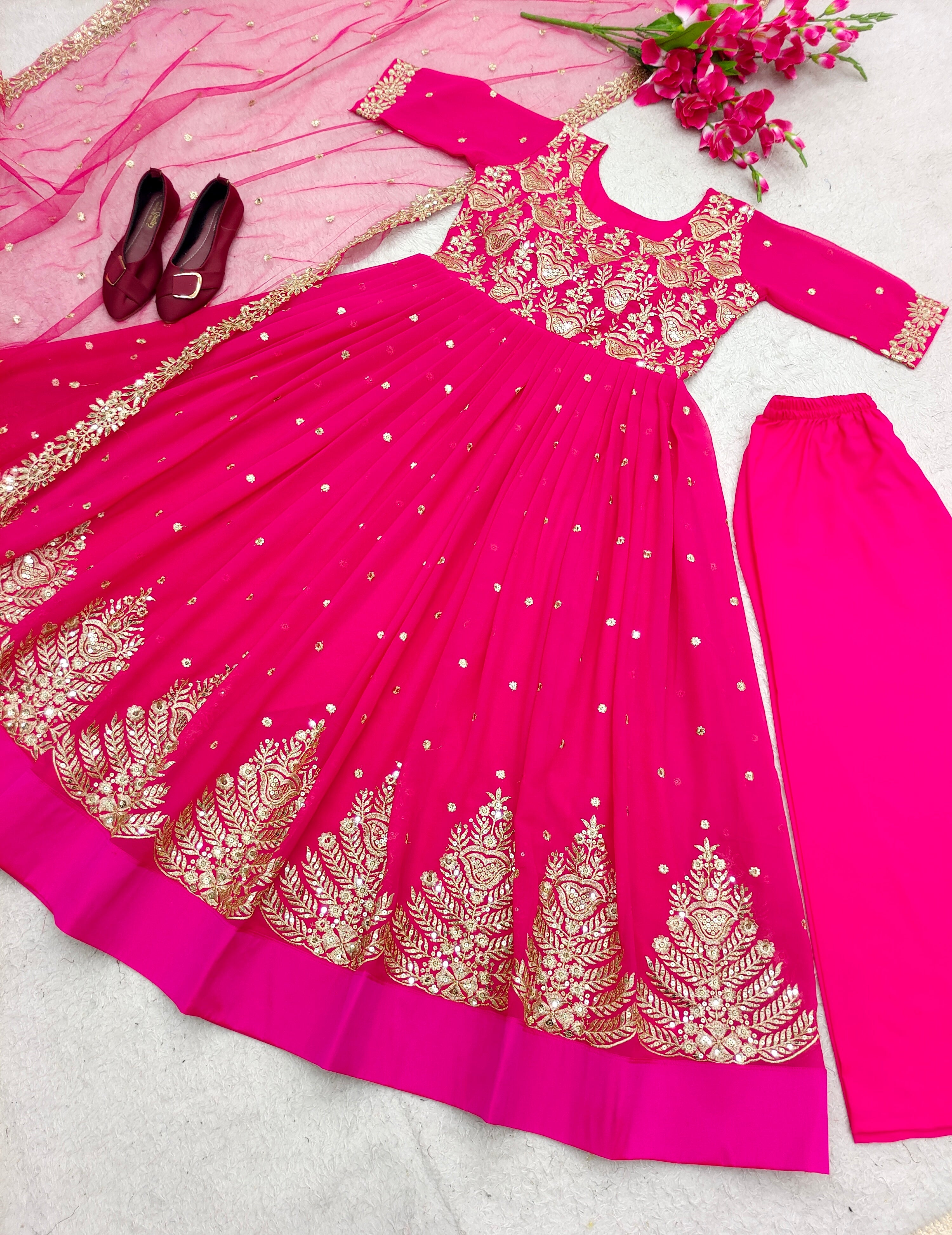 Designer Party Wear Gown With Pent And Beautiful Dupatta