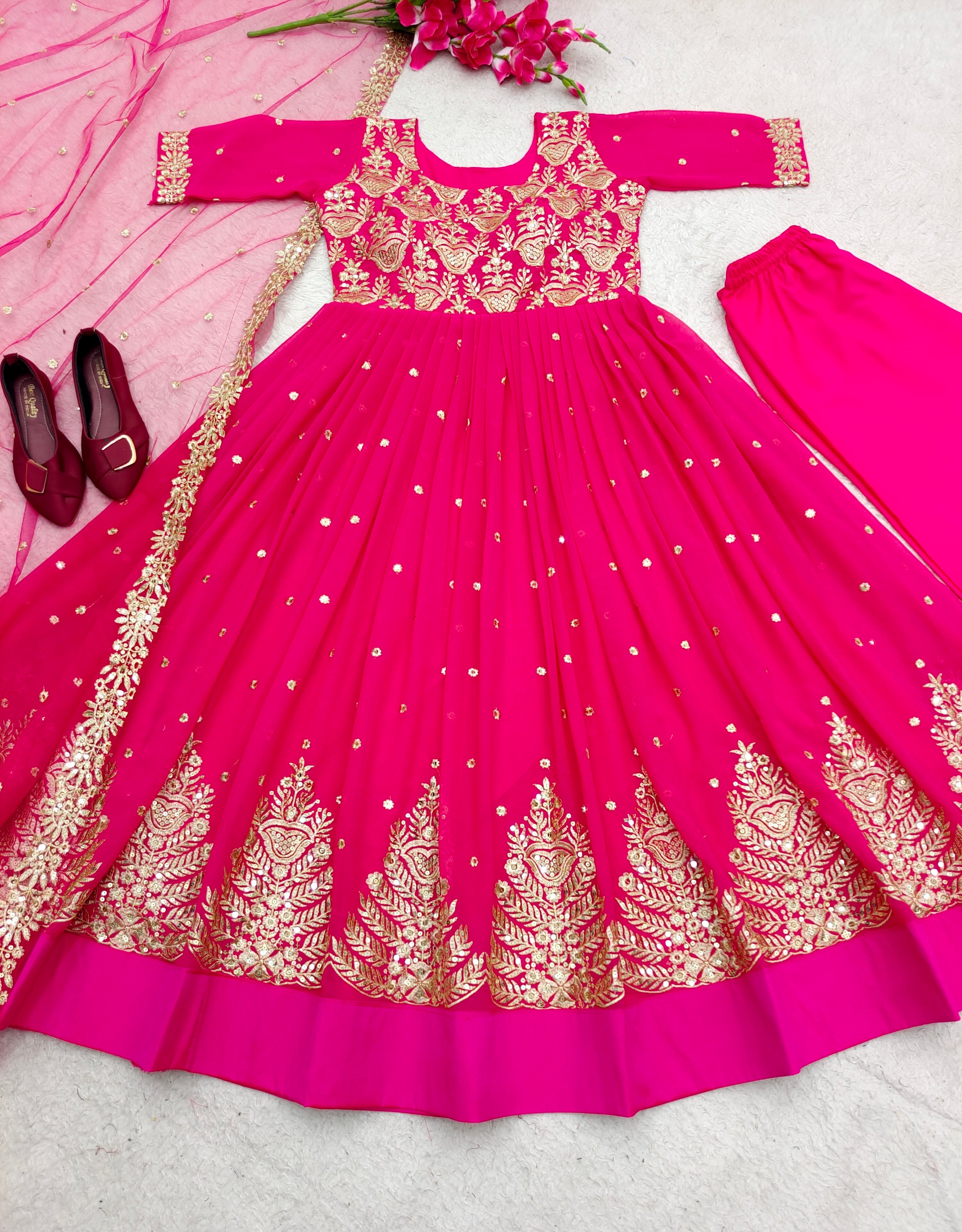 Designer Party Wear Gown With Pent And Beautiful Dupatta