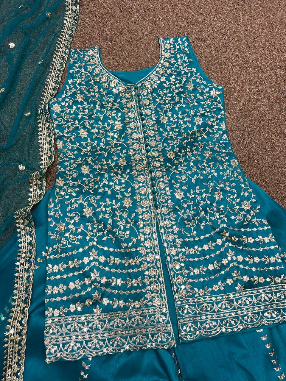 Party Wear Designer Top-Plazzo With Dupatta