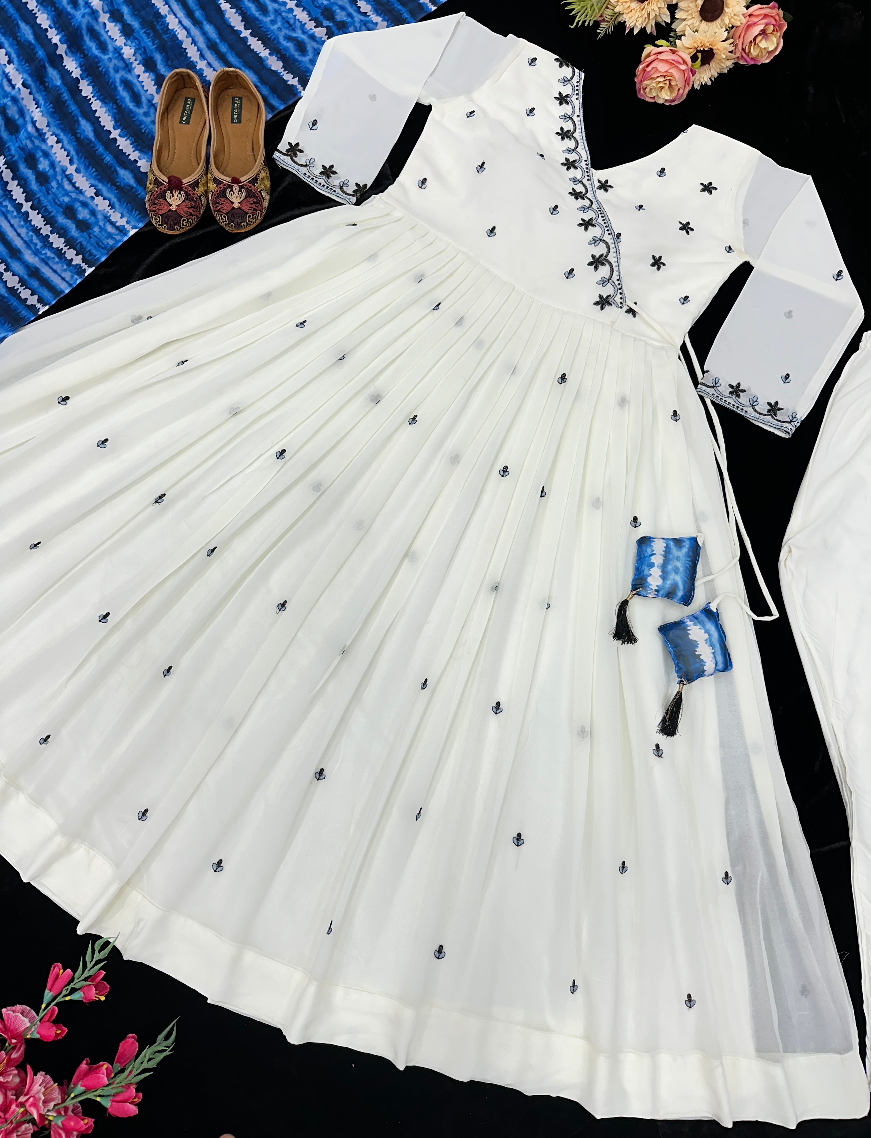 Beautiful Party Wear Fancy Anarkali Gown And Pent With Dupatta