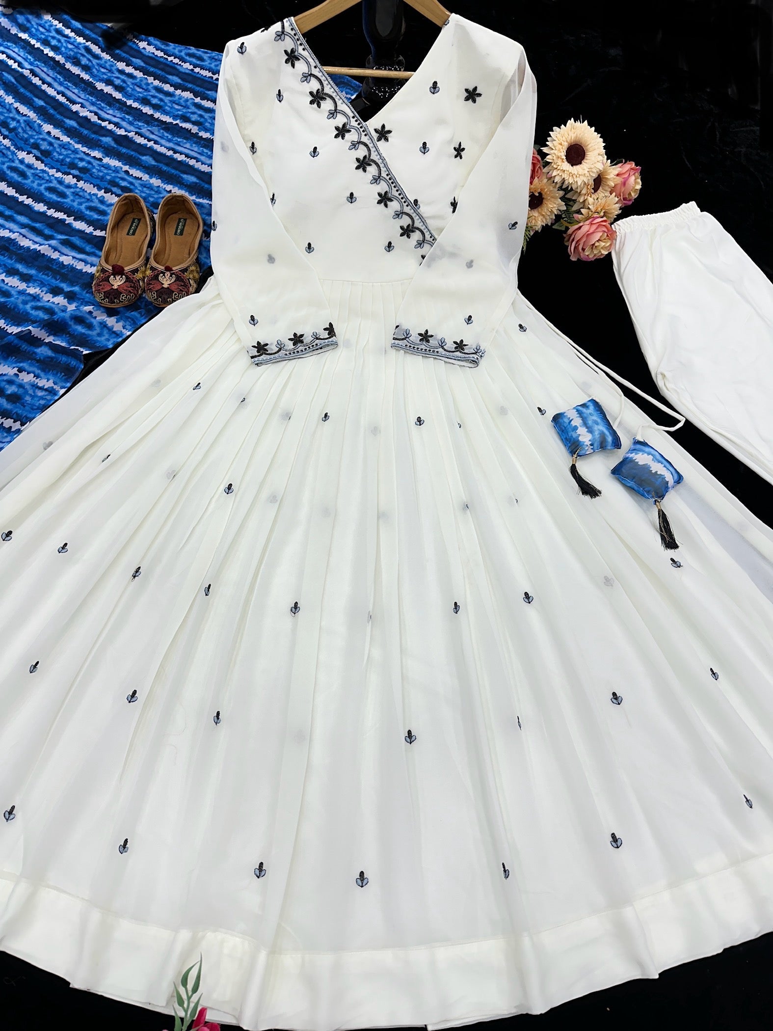 Beautiful Party Wear Fancy Anarkali Gown And Pent With Dupatta