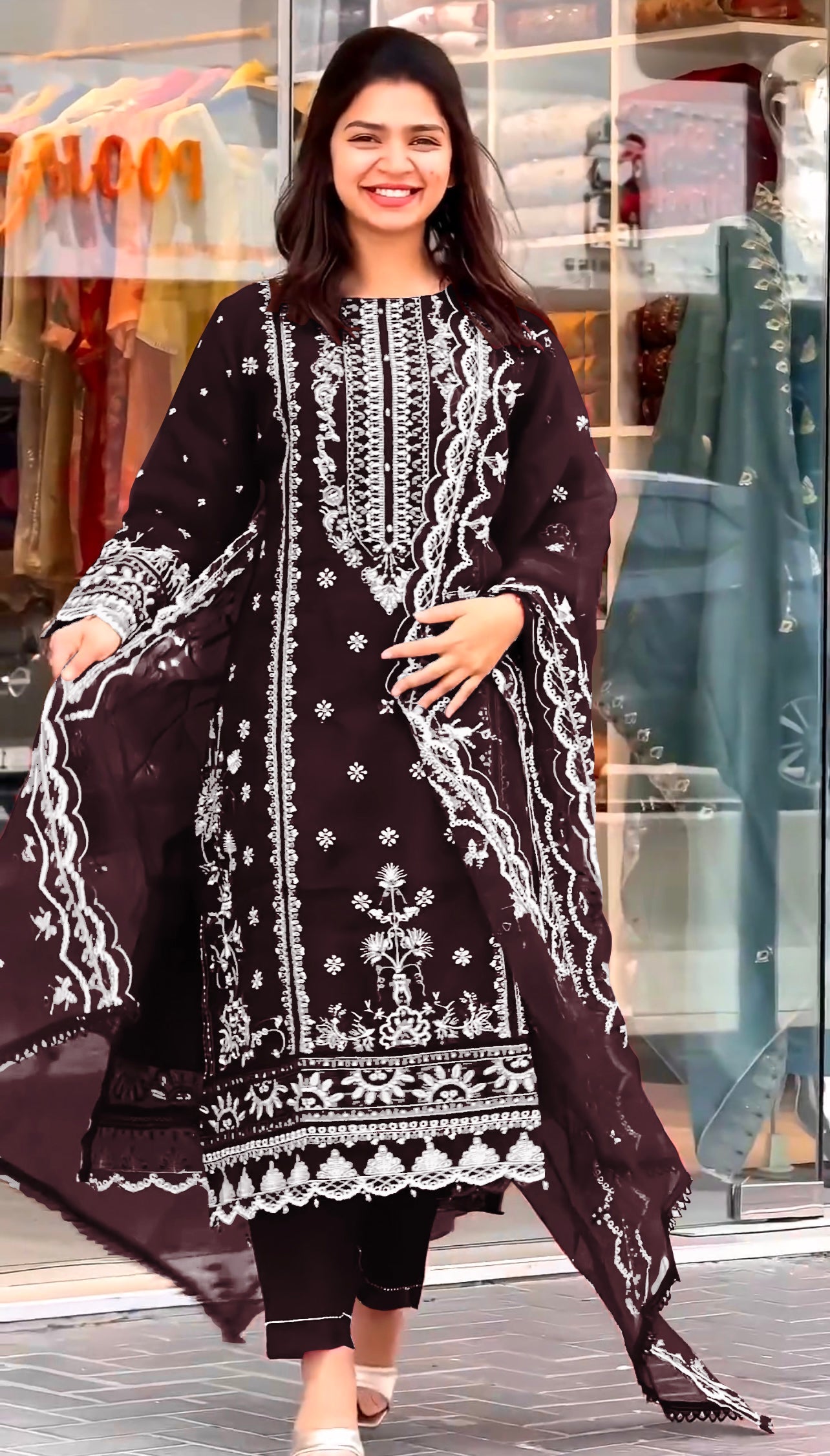 Designer Party Wear Look Suit , Pant And Dupatta