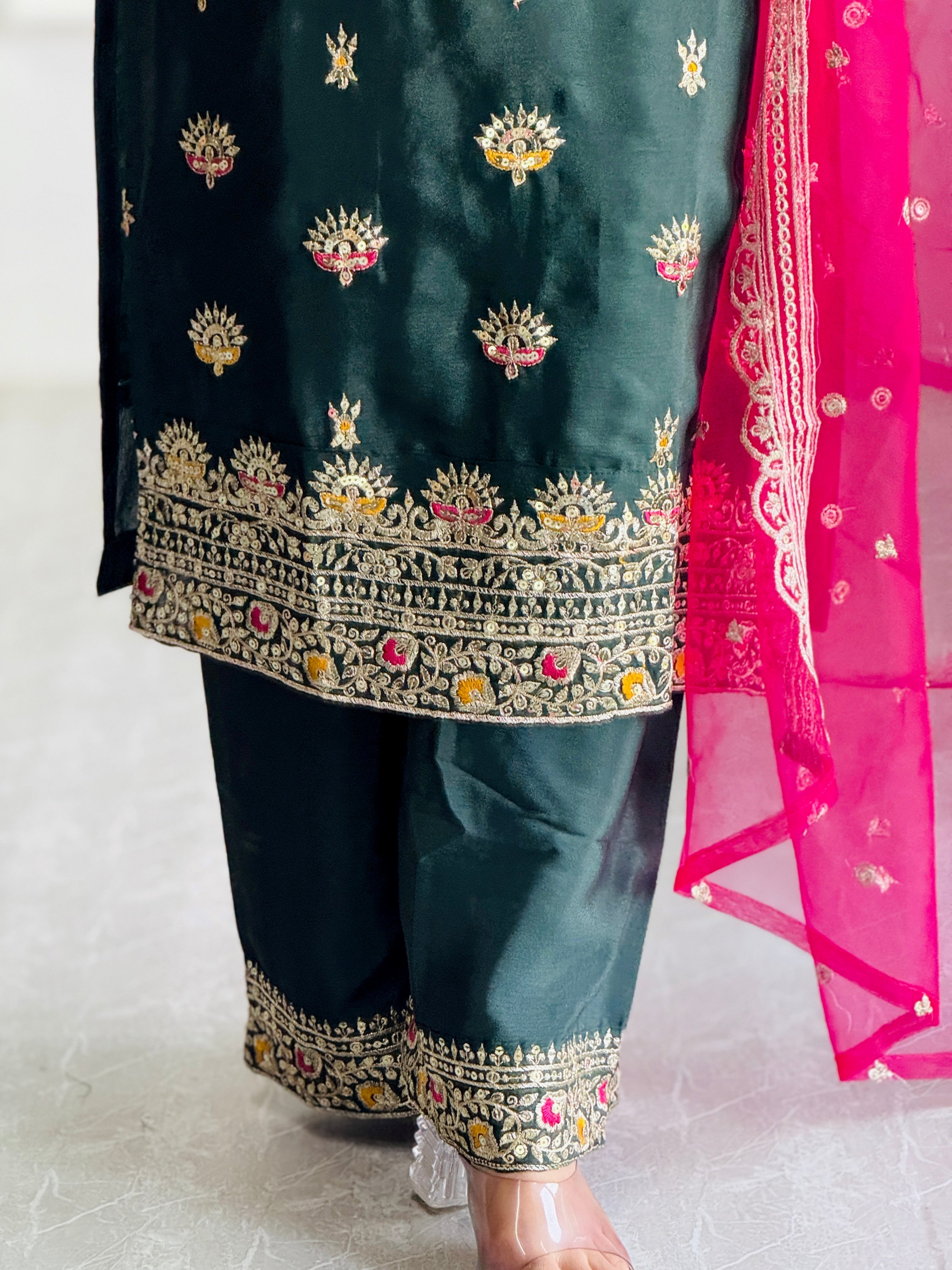 Party Wear Beautiful Top-Plazzo And Dupatta