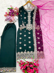 Party Wear Beautiful Top-Plazzo And Dupatta