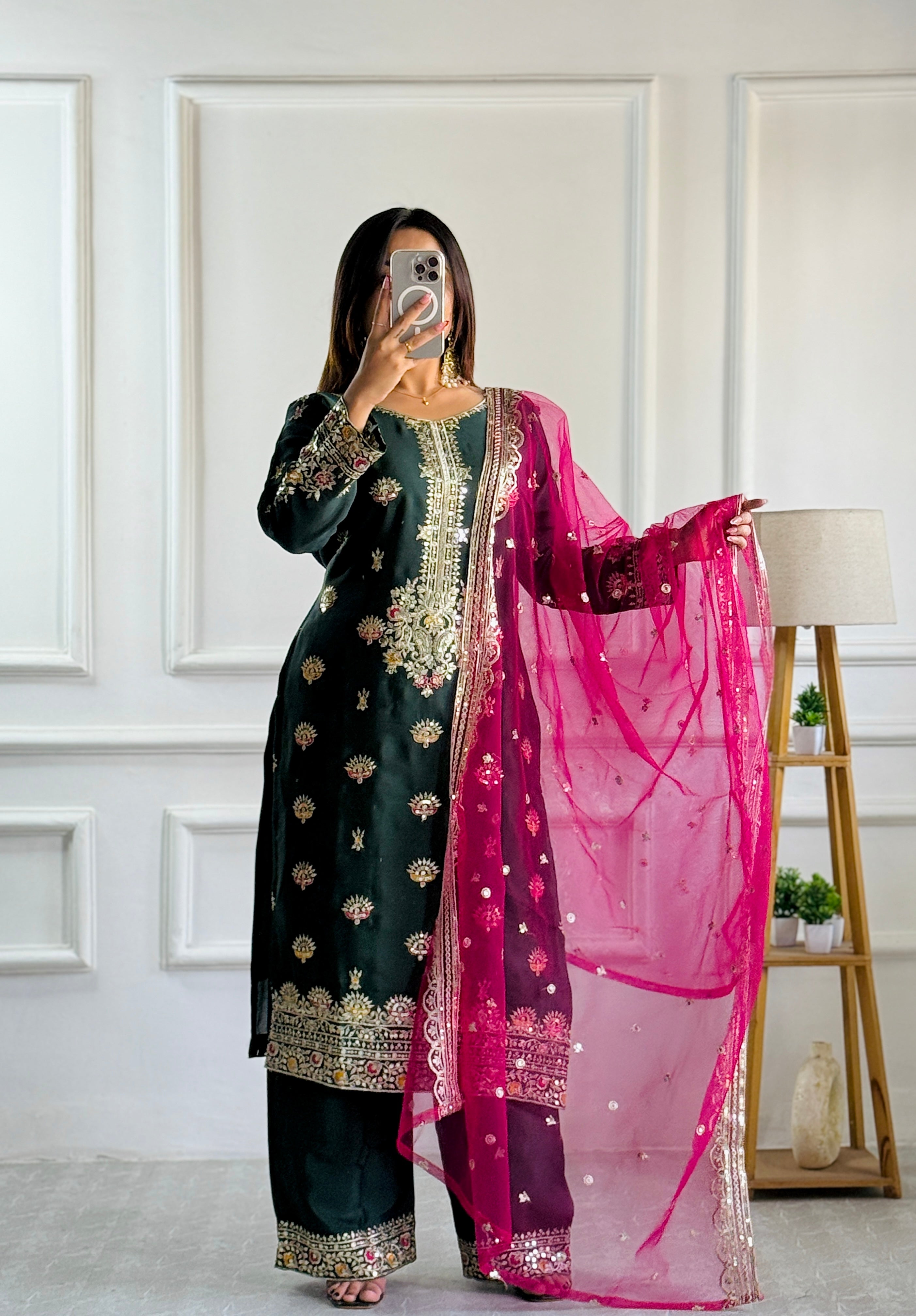 Party Wear Beautiful Top-Plazzo And Dupatta