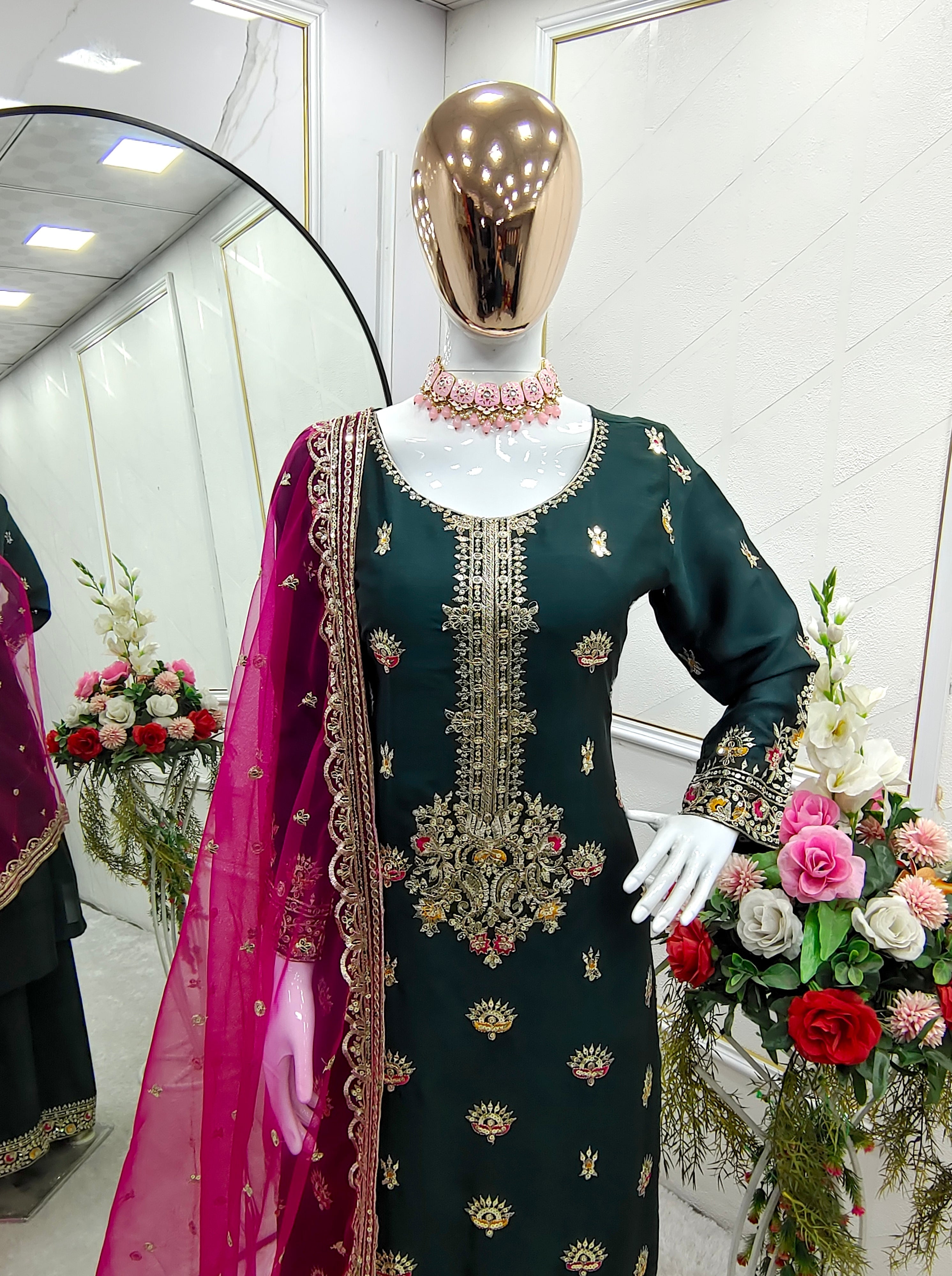 Party Wear Beautiful Top-Plazzo And Dupatta