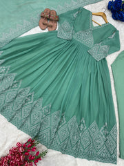 Beautiful Party Wear Look Gown With Pent And Dupatta