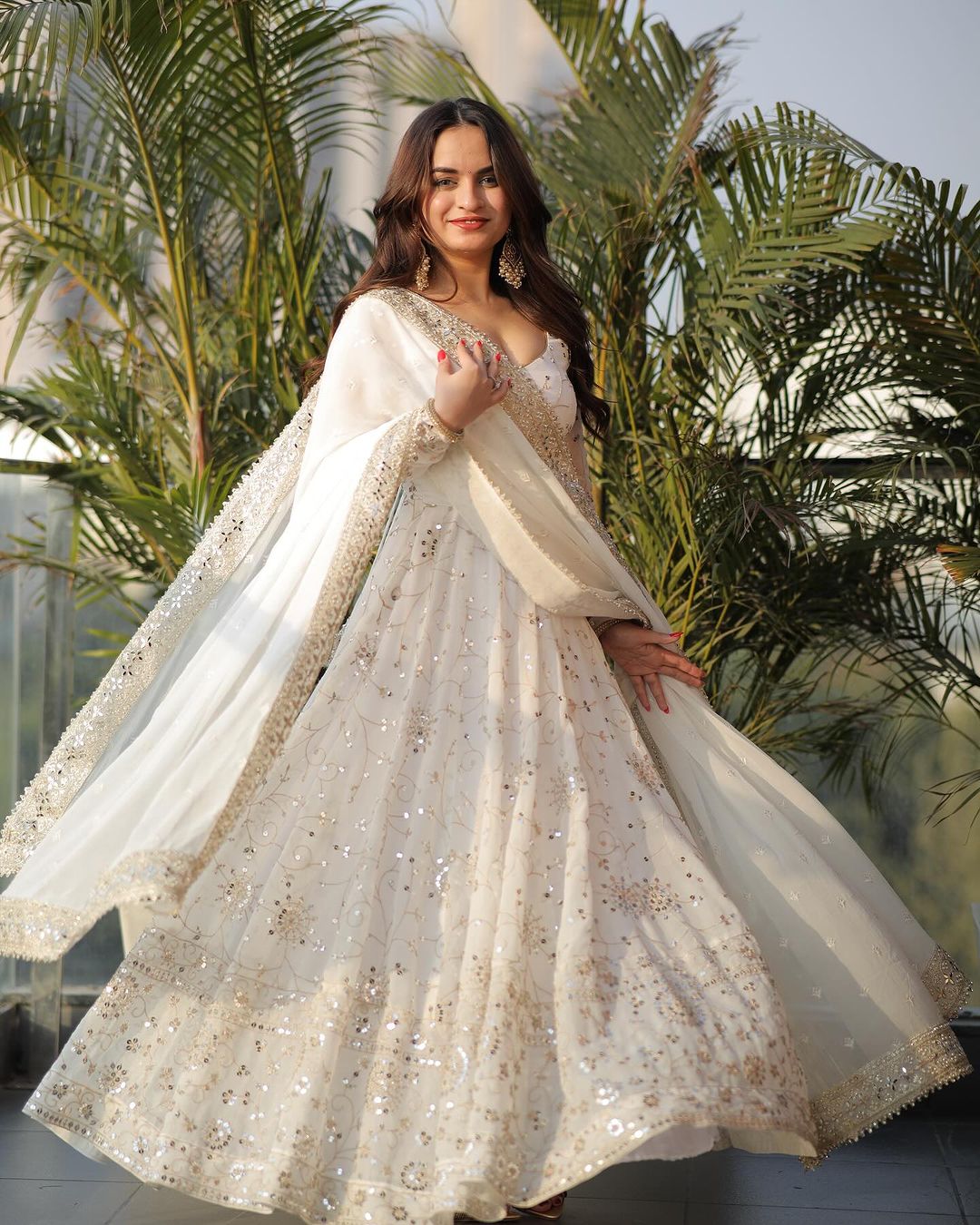Beautiful Party Wear Anarkali Gown And Fancy Dupatta