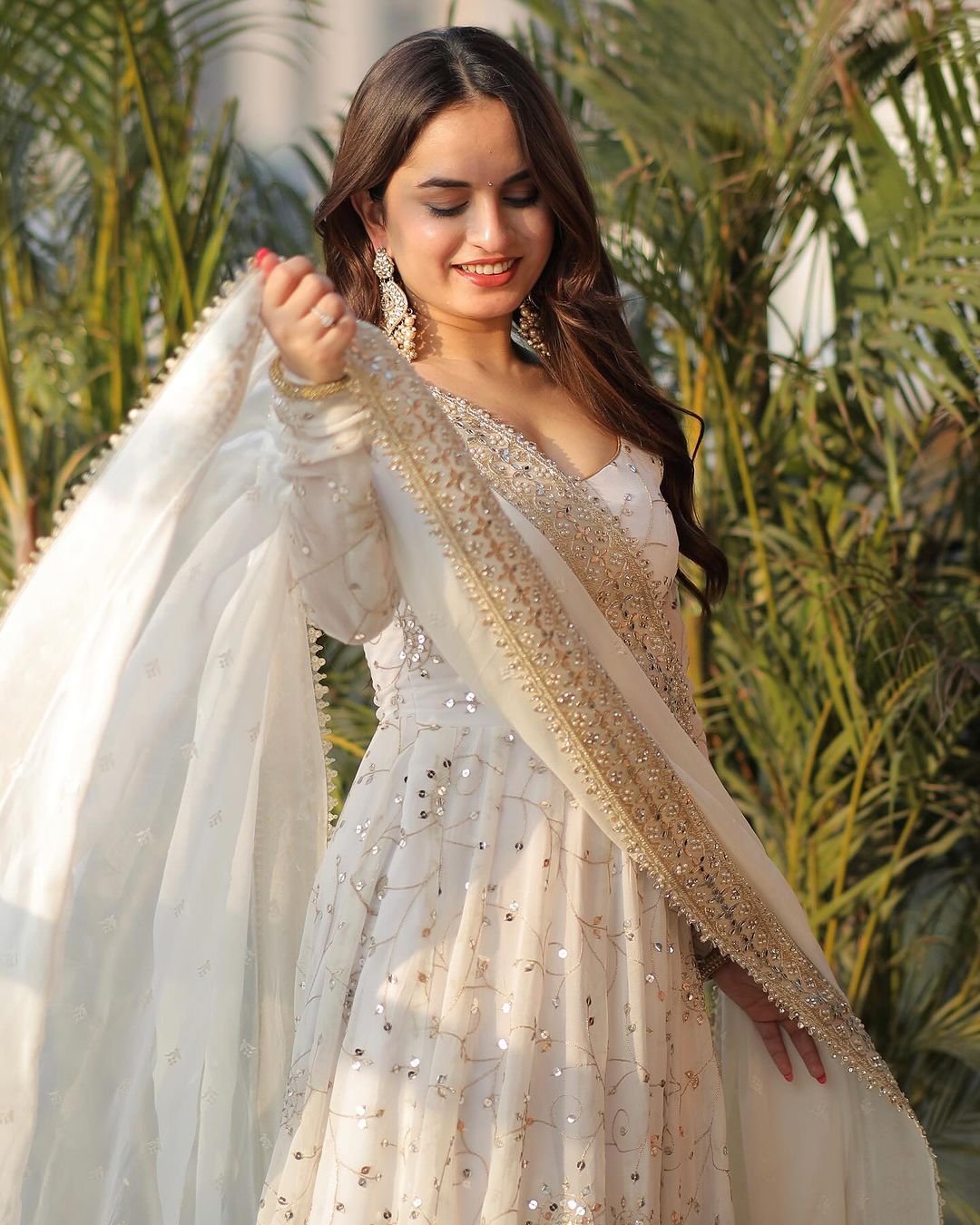 Beautiful Party Wear Anarkali Gown And Fancy Dupatta