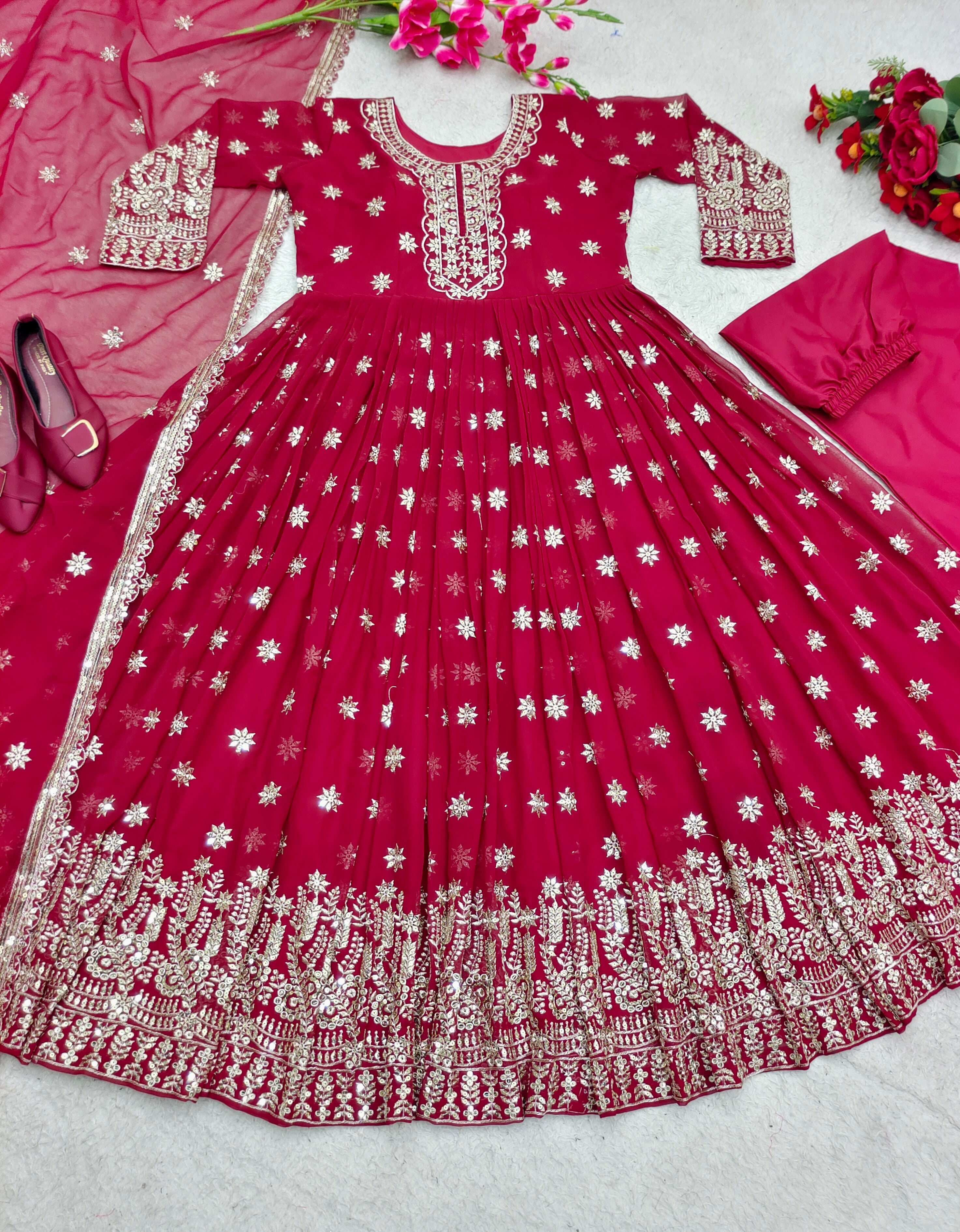 Designer Party Wear Gown With Pent And Beautiful Dupatta