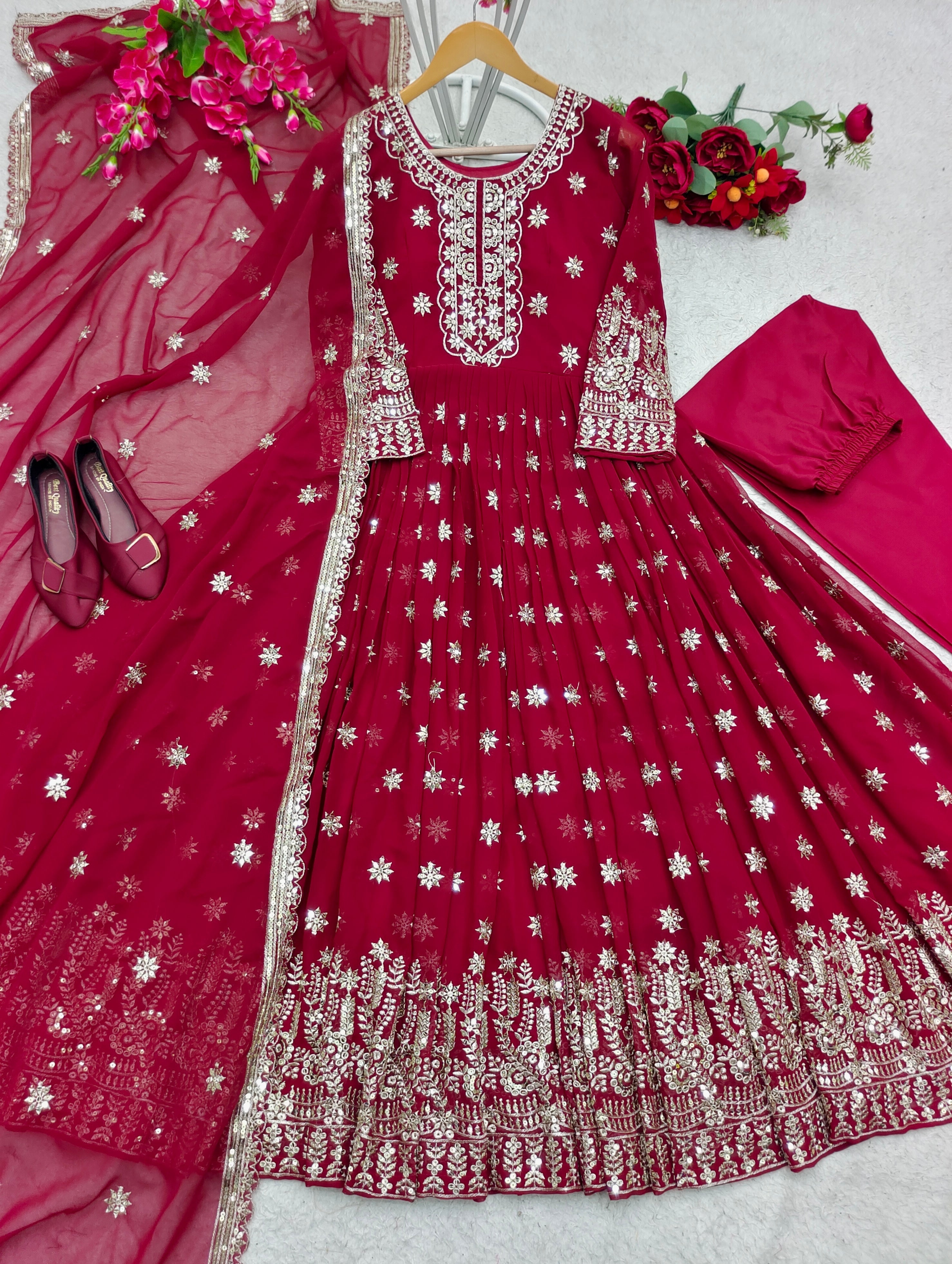Designer Party Wear Gown With Pent And Beautiful Dupatta