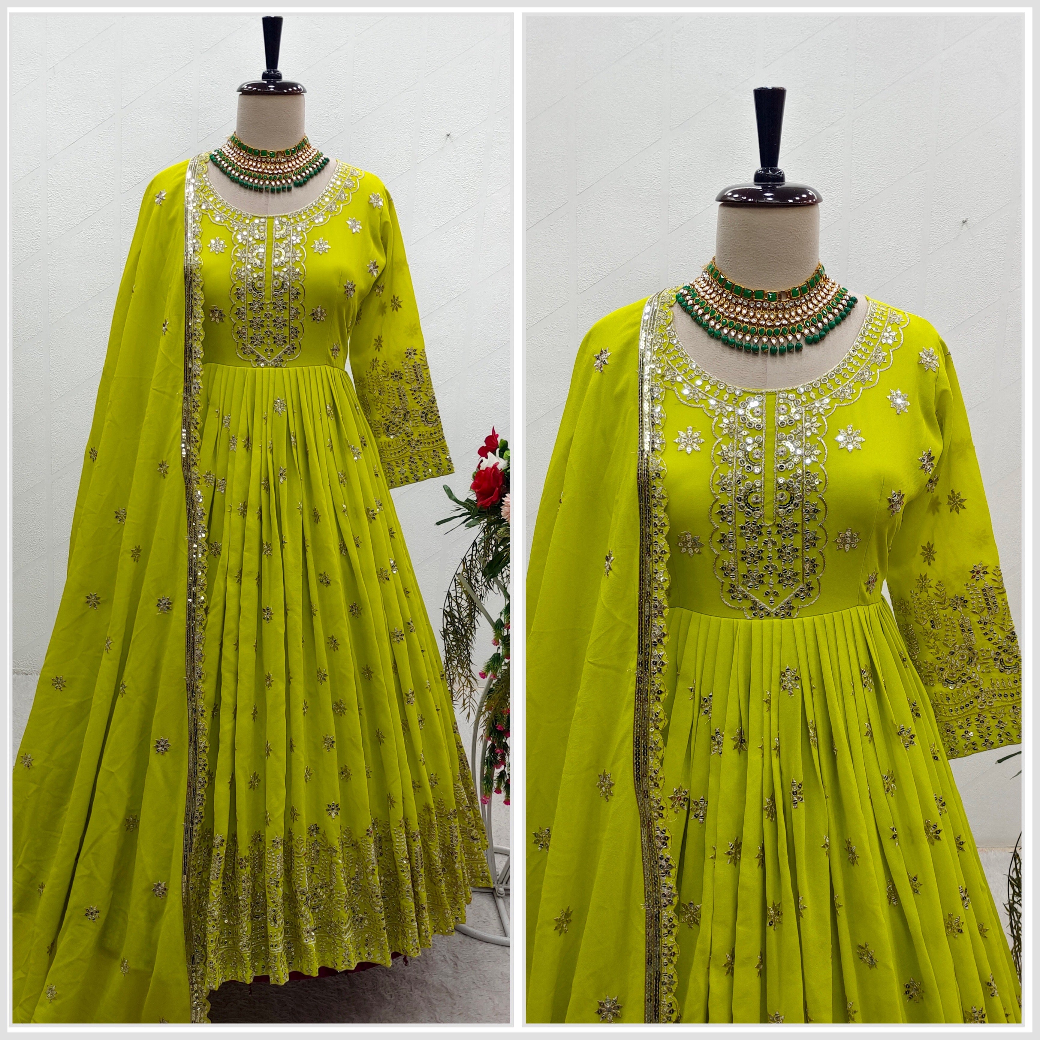 Designer Party Wear Gown With Pent And Beautiful Dupatta