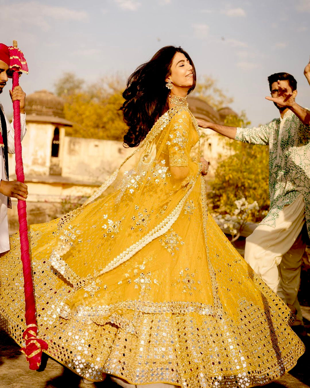 Party Wear Lehenga Choli With Paper Mirror Work