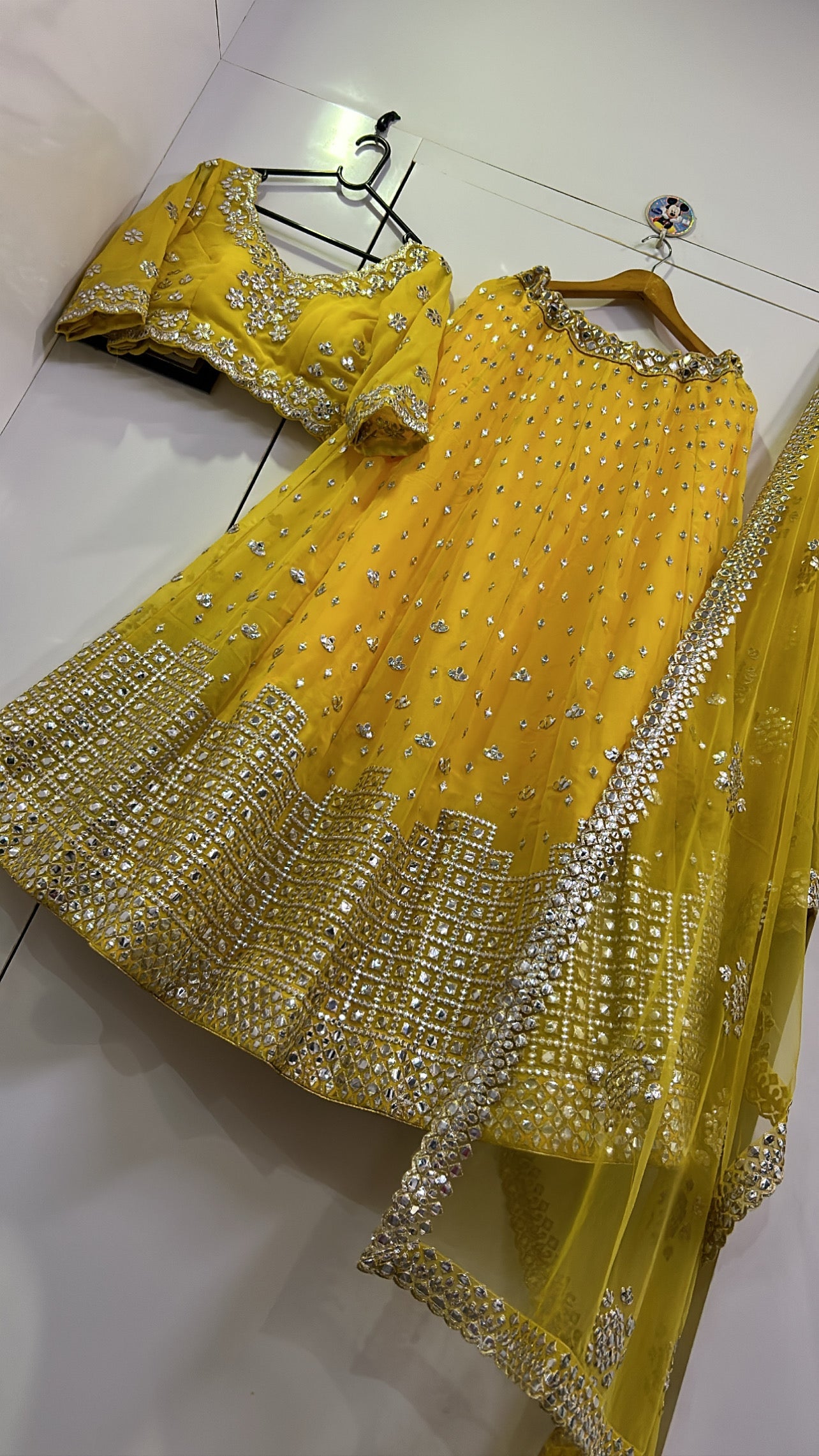 Party Wear Lehenga Choli With Paper Mirror Work