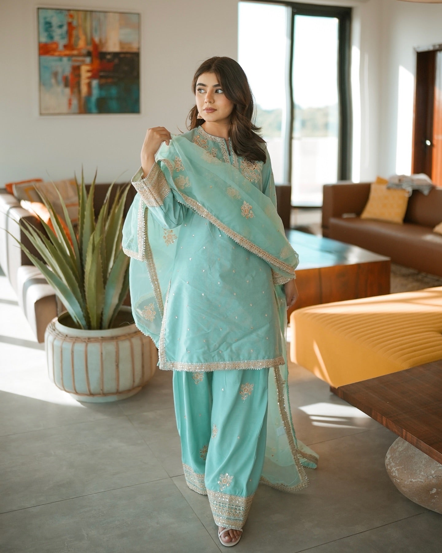 Designer Party Wear Look Top-Bottom And Dupatta