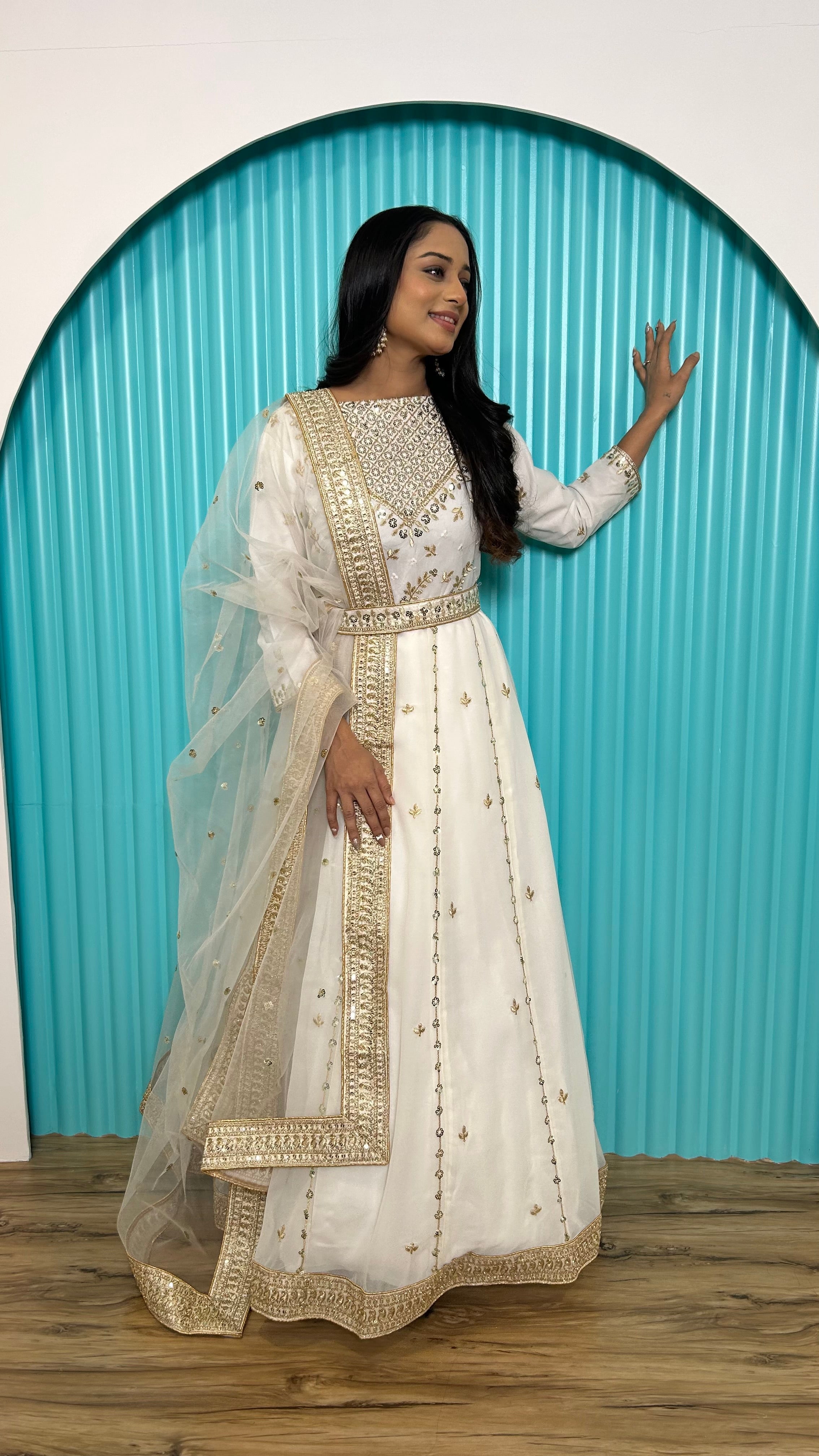 Party Wear Designer Anarkali Gown With Beautiful Dupatta