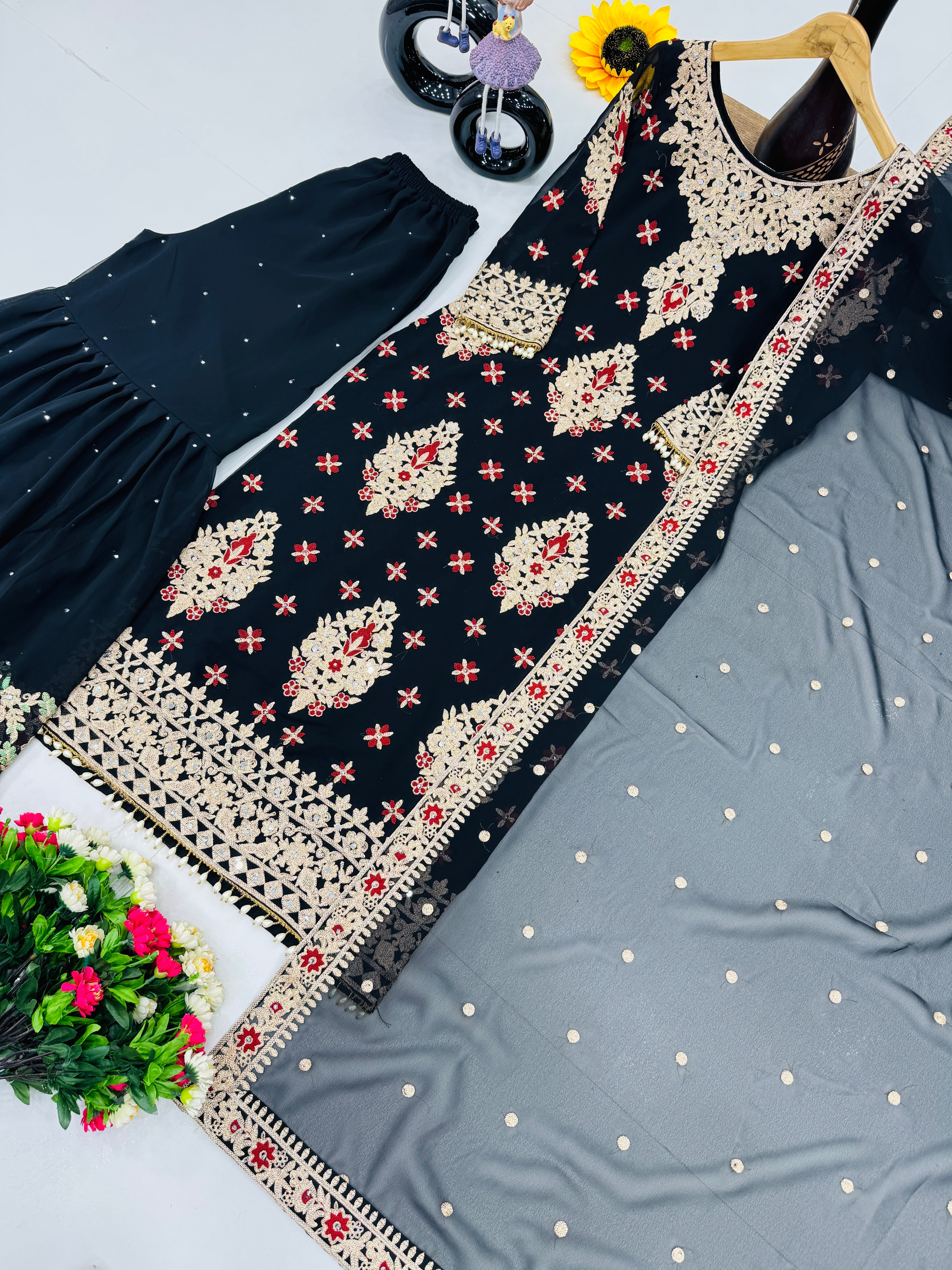 Party Wear Beautiful Top Sharara And Dupatta