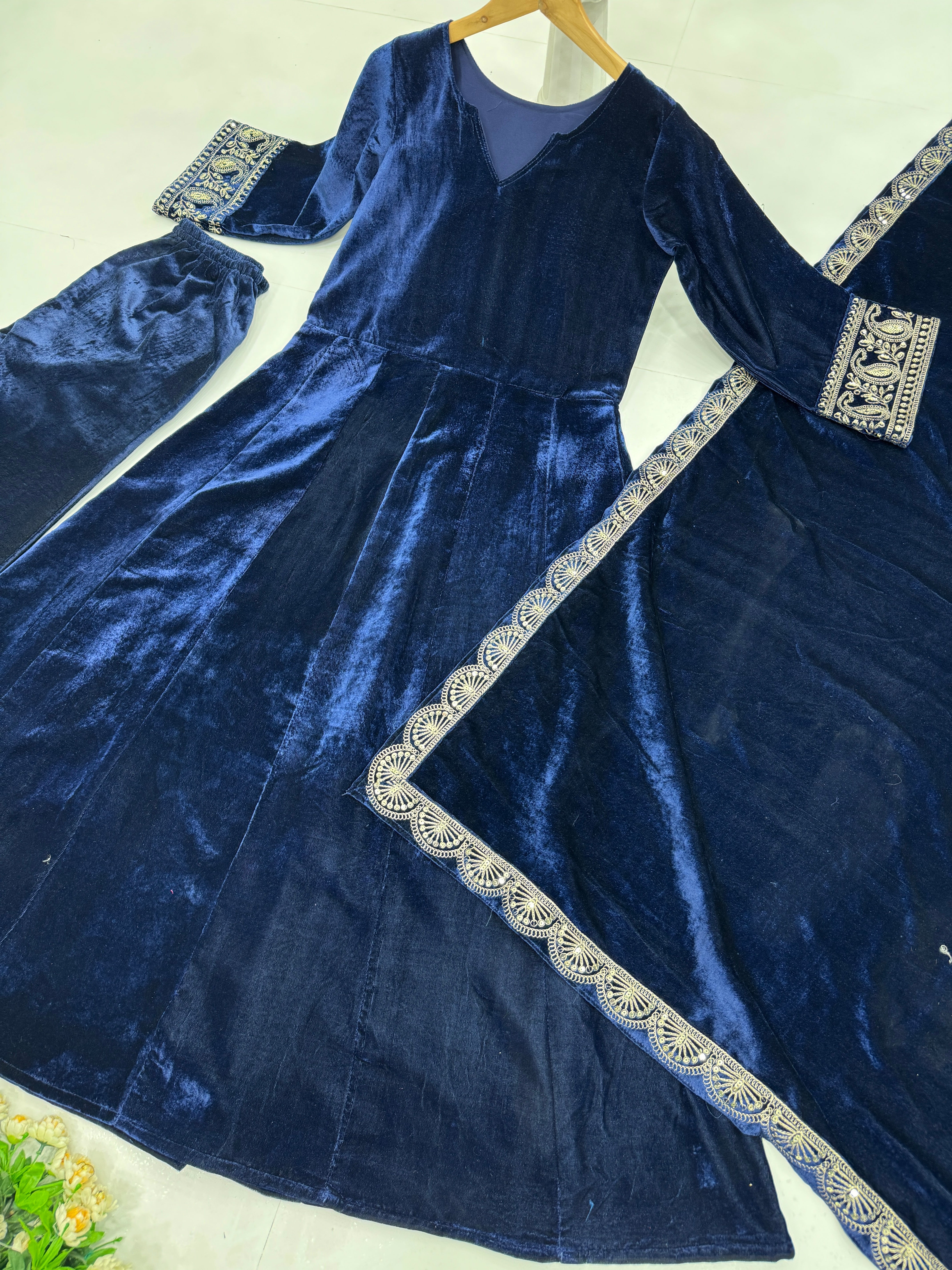 Designer Party Wear Gown And Pent With Dupatta