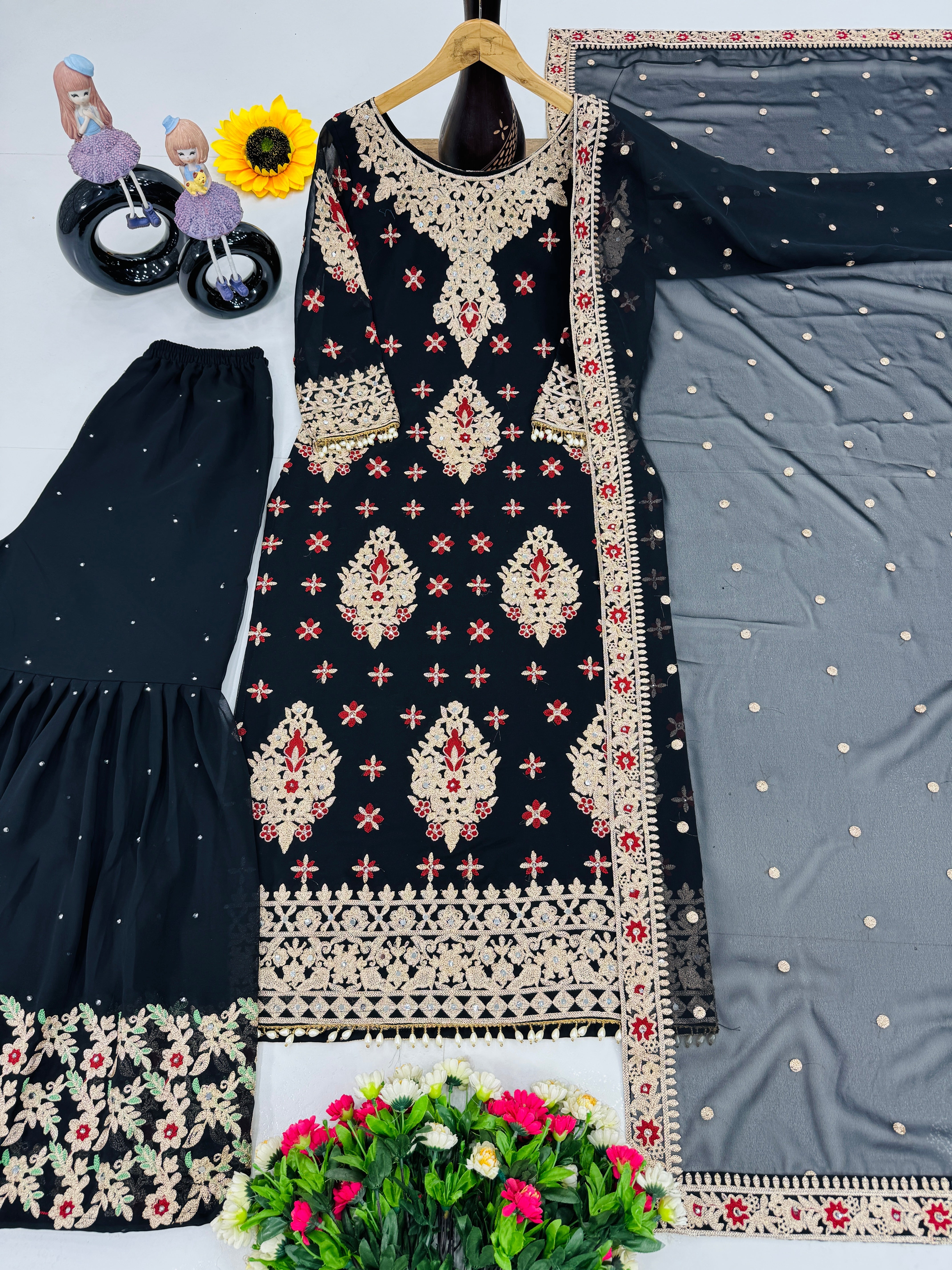 Party Wear Beautiful Top Sharara And Dupatta