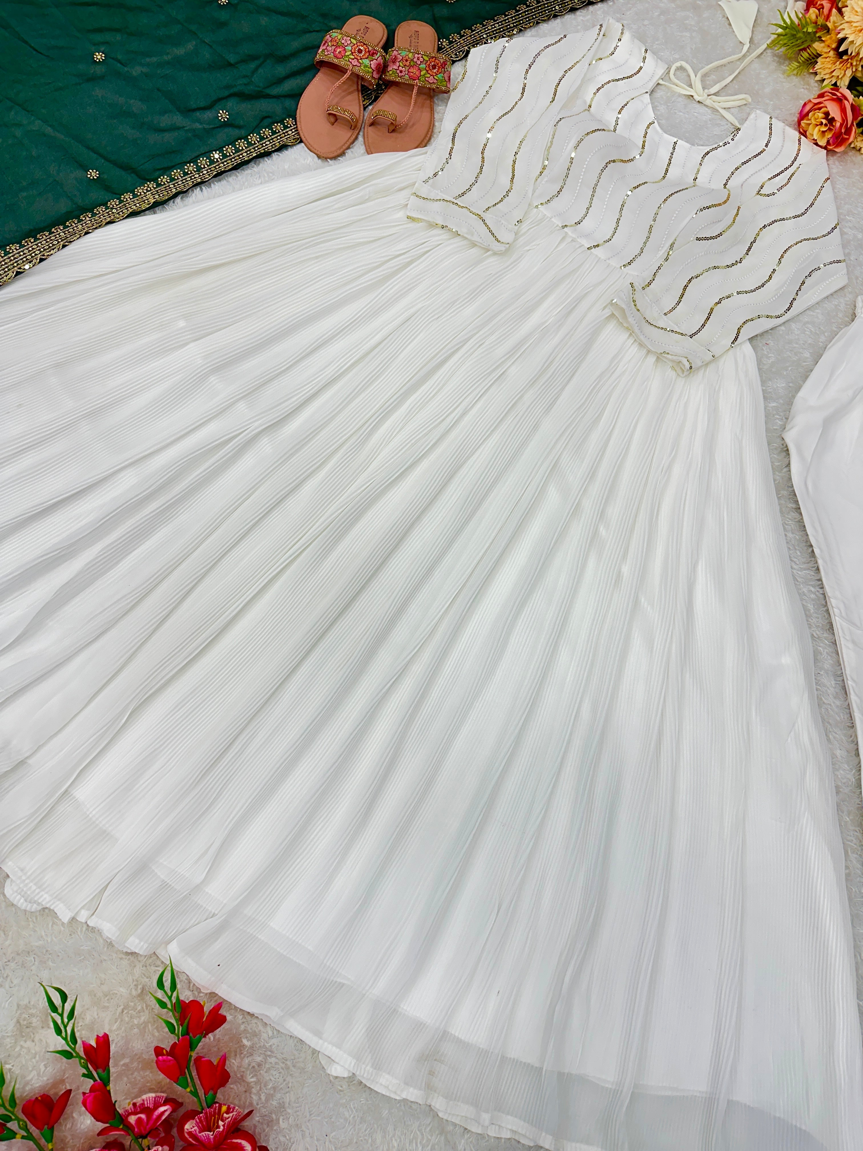 Designer Party Wear Anarkali Gown With Pent And Beautiful Dupatta