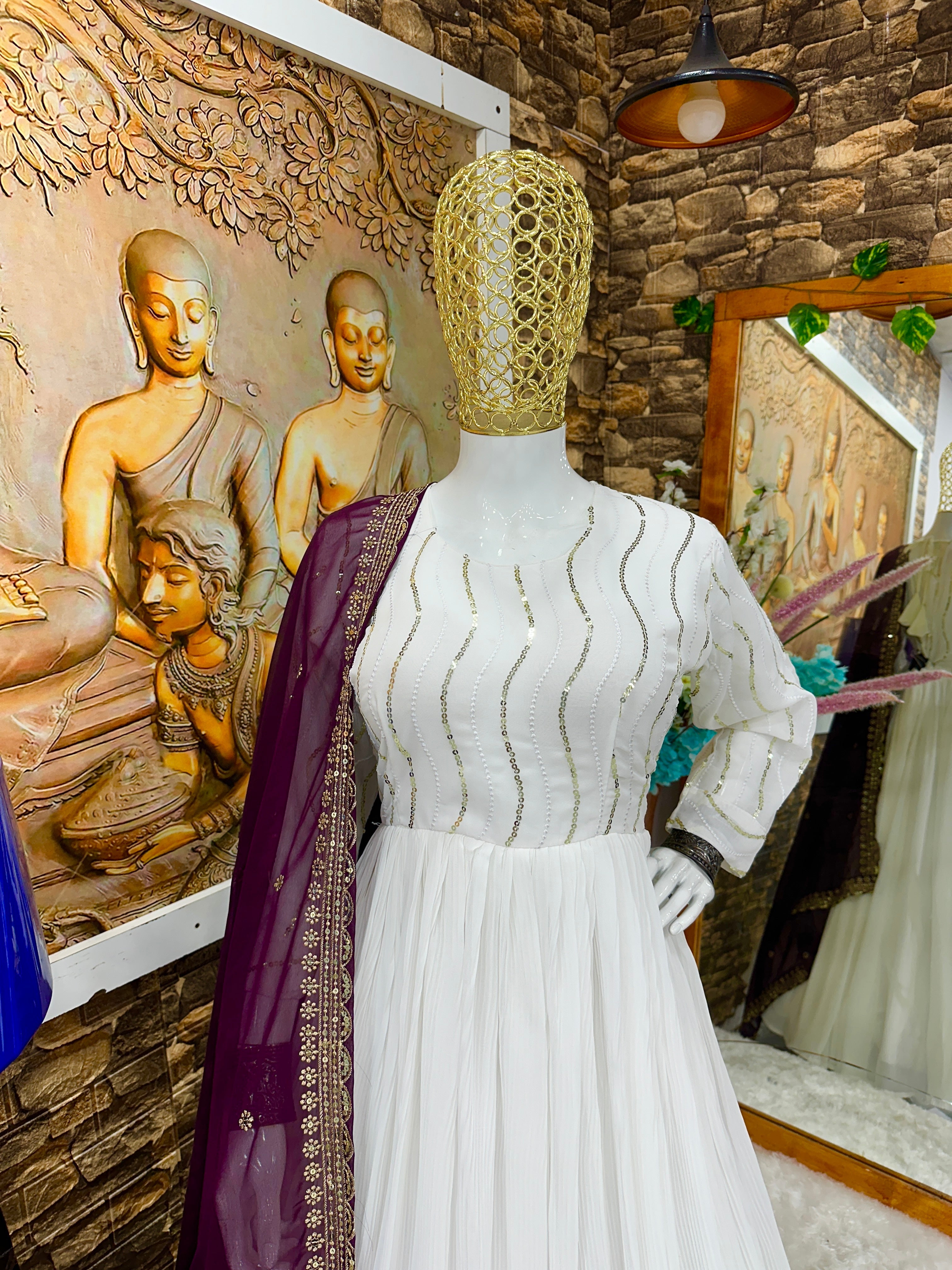 Designer Party Wear Anarkali Gown With Pent And Beautiful Dupatta