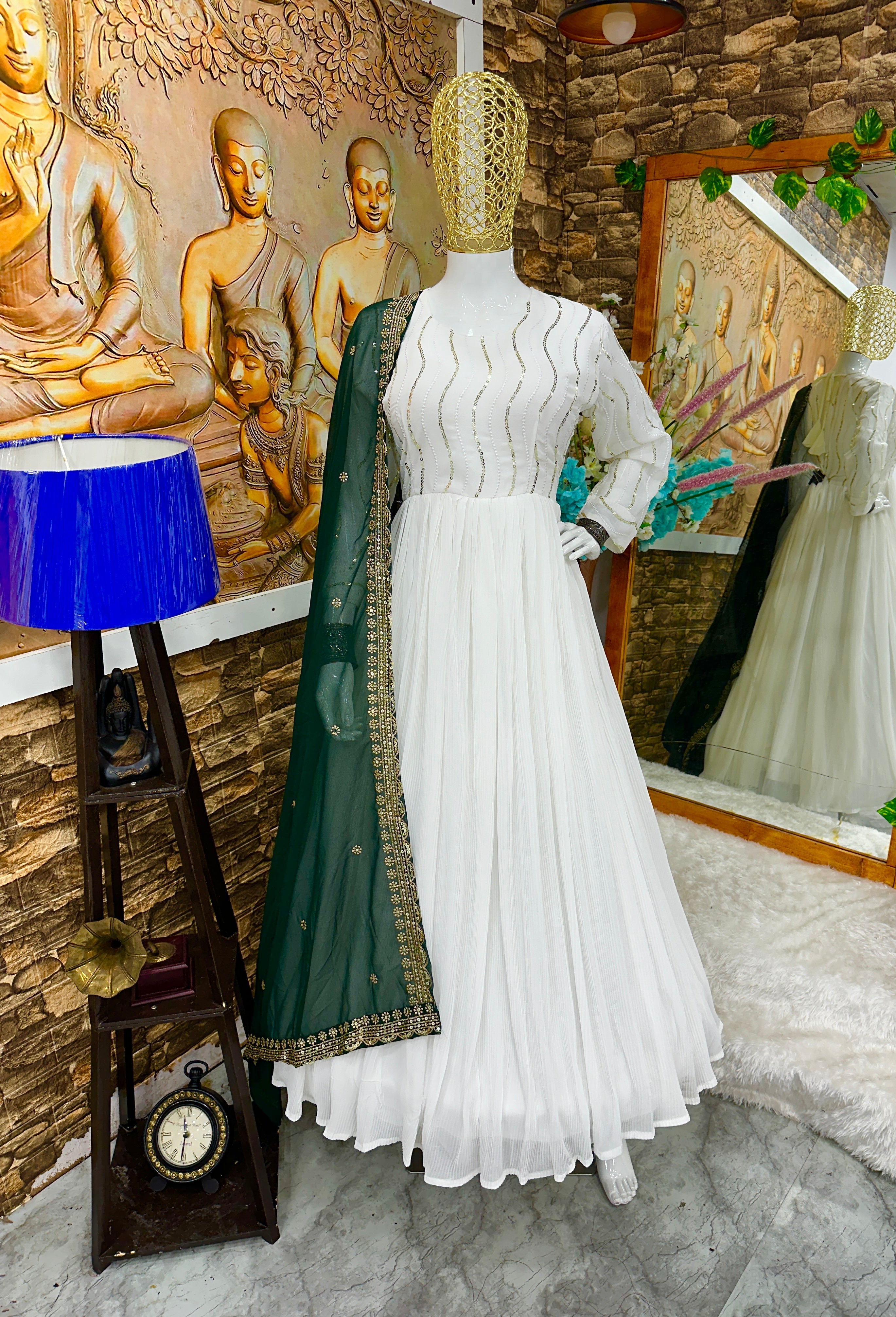 Designer Party Wear Anarkali Gown With Pent And Beautiful Dupatta