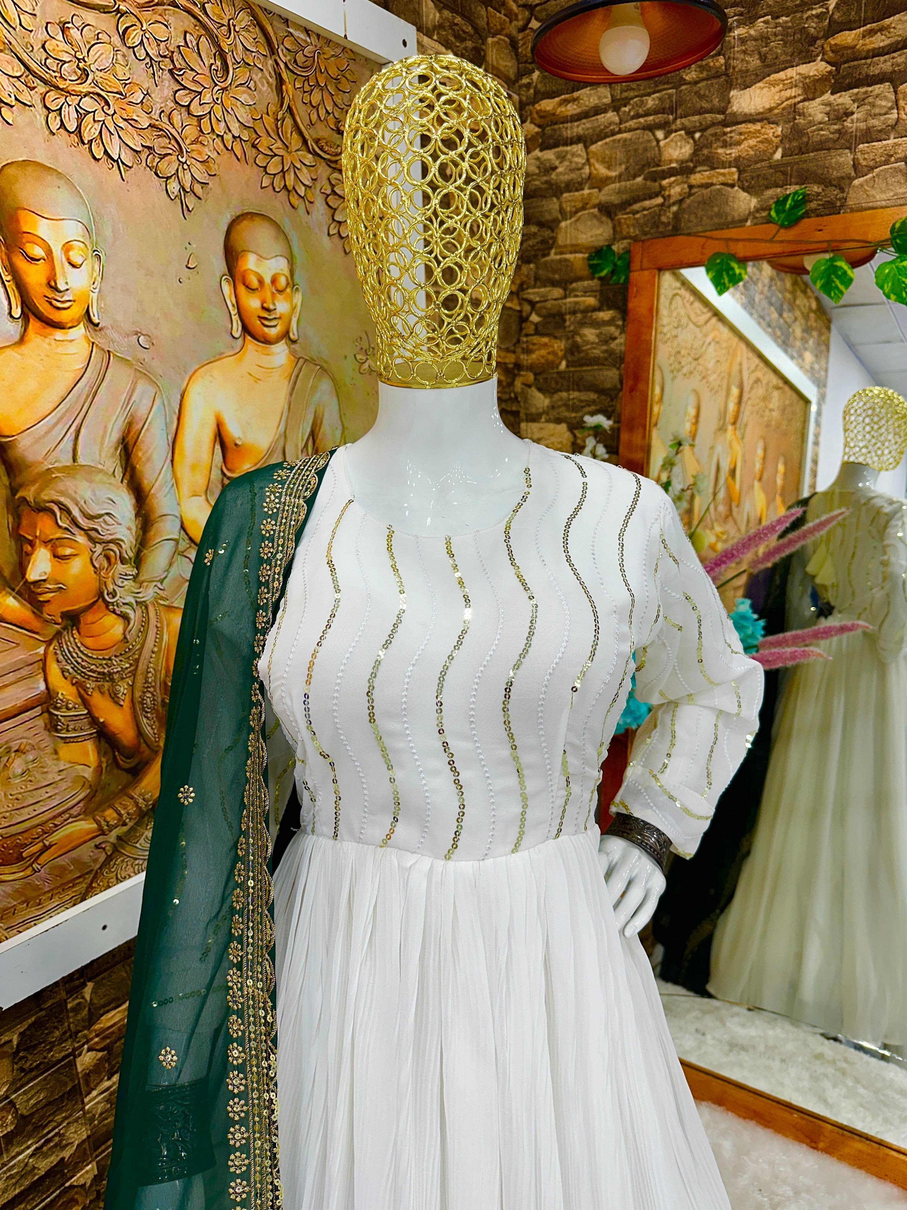 Designer Party Wear Anarkali Gown With Pent And Beautiful Dupatta