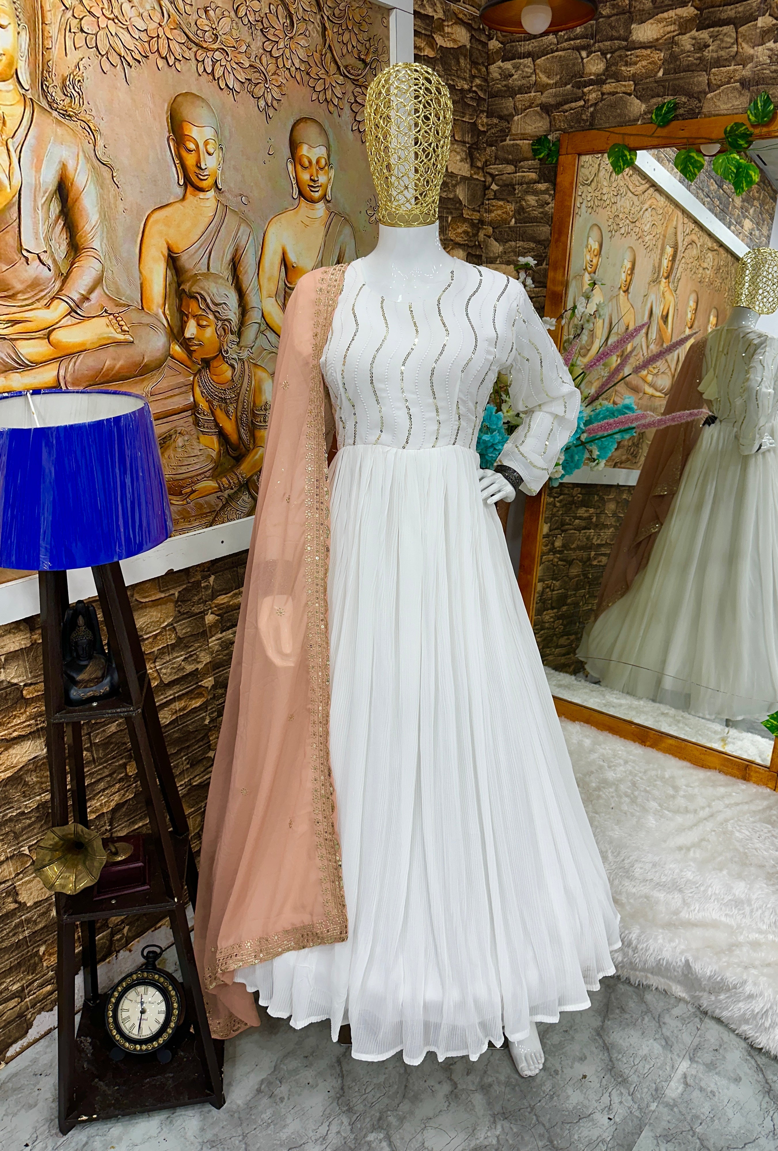 Designer Party Wear Anarkali Gown With Pent And Beautiful Dupatta