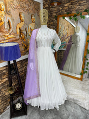 Designer Party Wear Anarkali Gown With Pent And Beautiful Dupatta