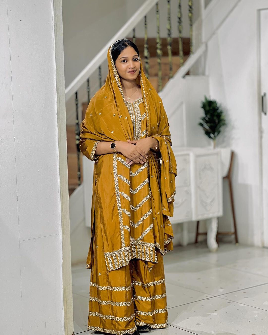 Designer Top Plazzo & Dupatta With Embroidery Sequence Work