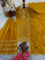 Designer Top Plazzo & Dupatta With Embroidery Sequence Work