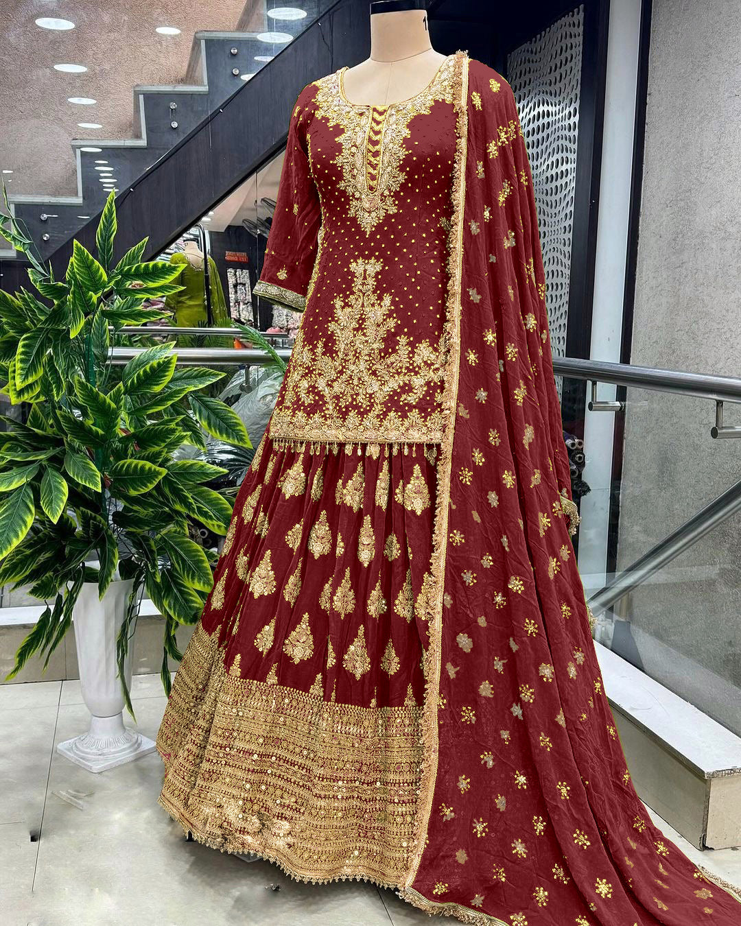 Beautiful Wedding Wear Top Lehenga And Dupatta