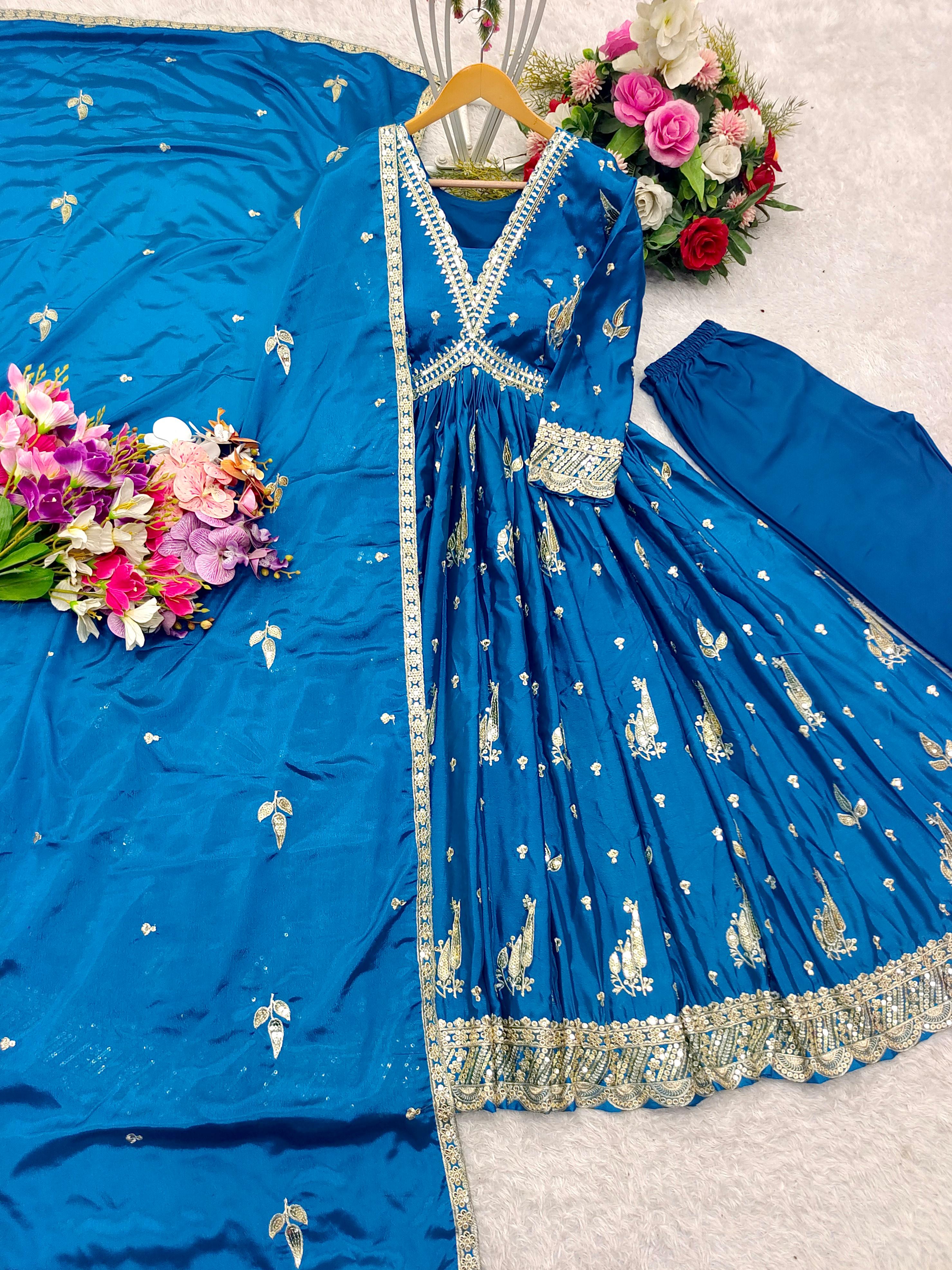Designer Aliya-Cut Gown-Pent And Beautiful Dupatta