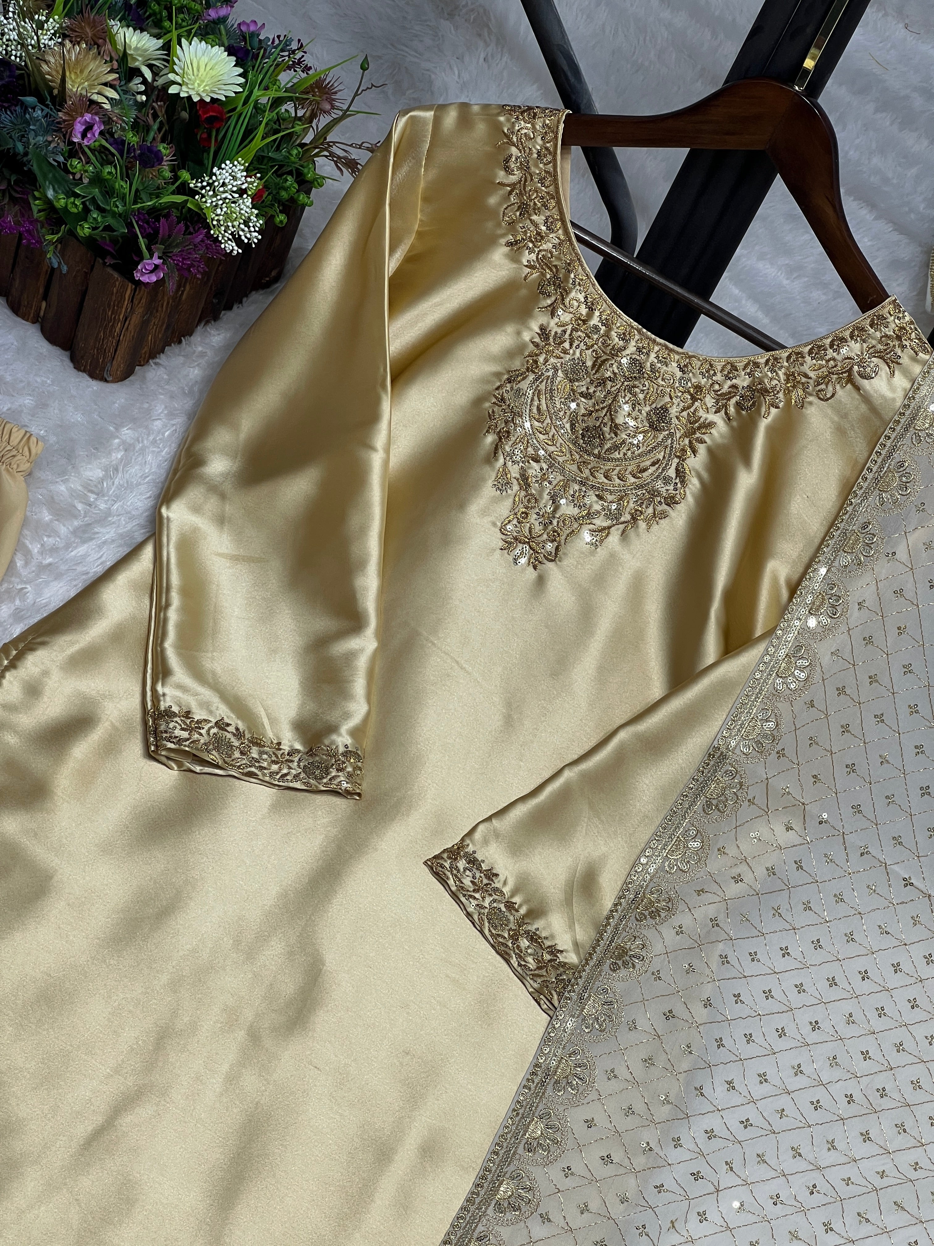 Fancy Top-Bottom And Dupatta With Embroidery Sequence Work